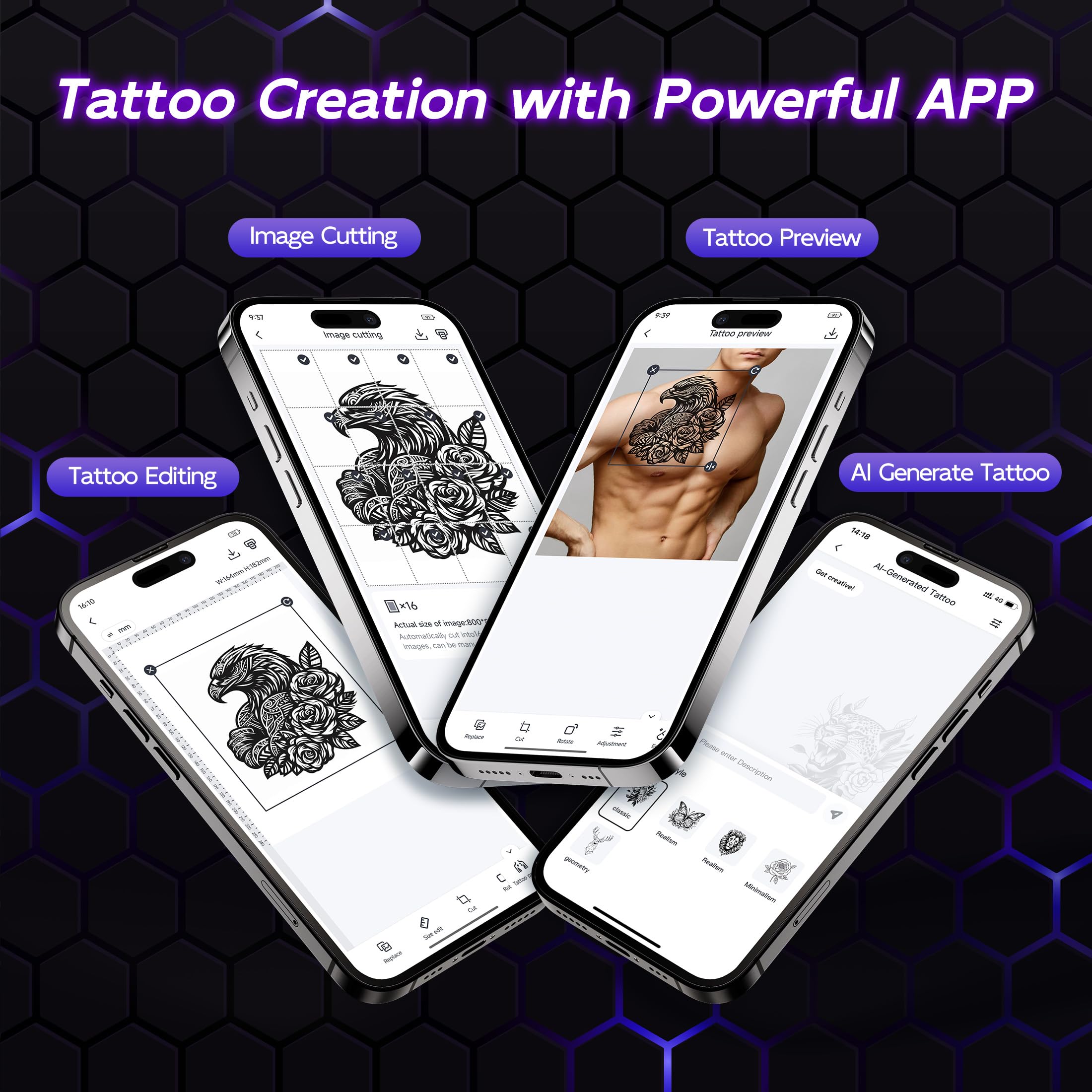 Itari A886 Wireless Tattoo Stencil Printer Kit with Bluetooth - Includes 10 Transfer Papers, Ideal for Beginners & Professional Tattoo Artists - Perfect for Permanent & Temporary Tattoo Designs at Home or Studio
