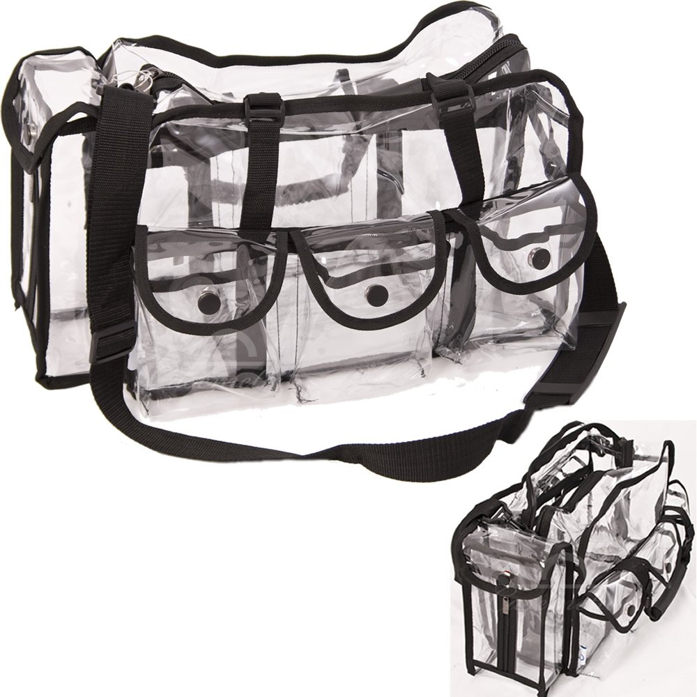 Ver Beauty Clear Large Makeup & Cosmetics Bag - Transparent Travel Makeup Organizer with 6 External Pockets, Shoulder Strap & Zipper Closure - Perfect for Travel, Beach Trips & Toiletry Storage