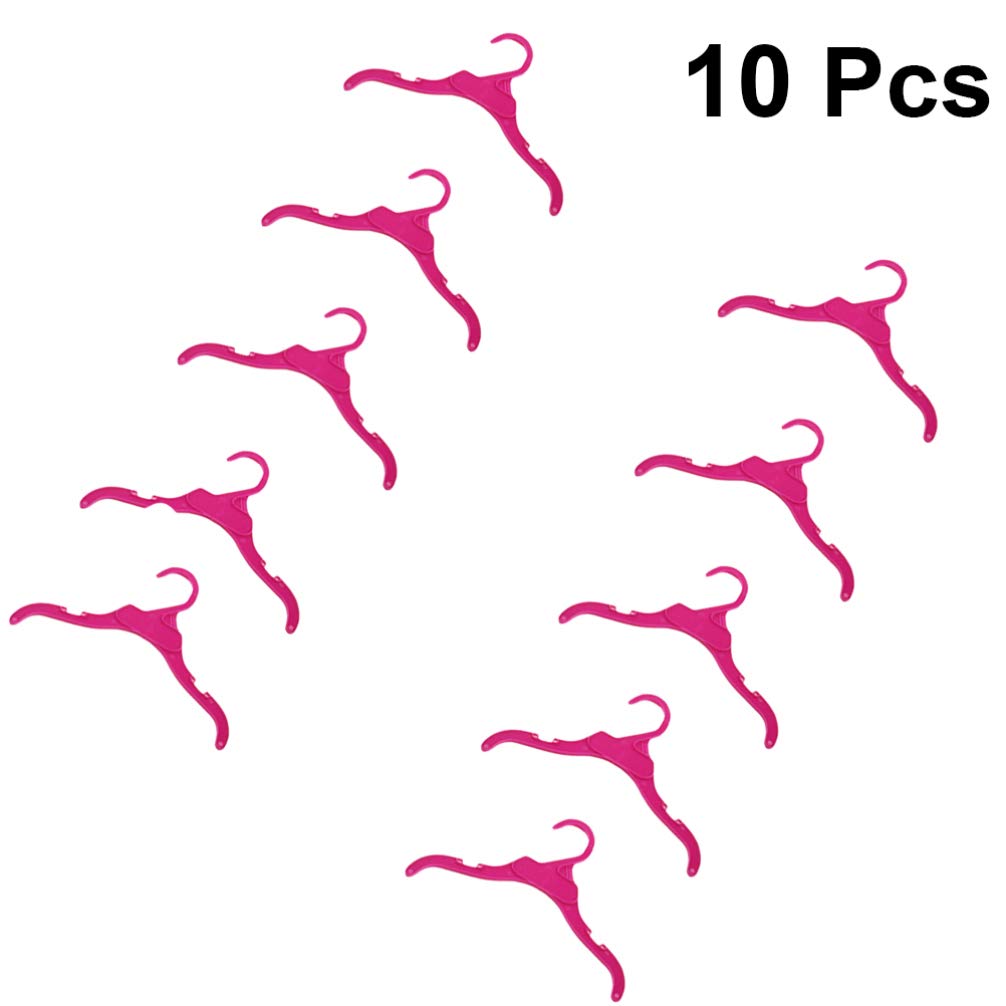 POPETPOP 10-Piece Plastic Dog Clothes Hangers Set - Durable Puppy Apparel Organizer for Small Dog Wardrobe - Perfect for Pet Closet Storage & Travel Use