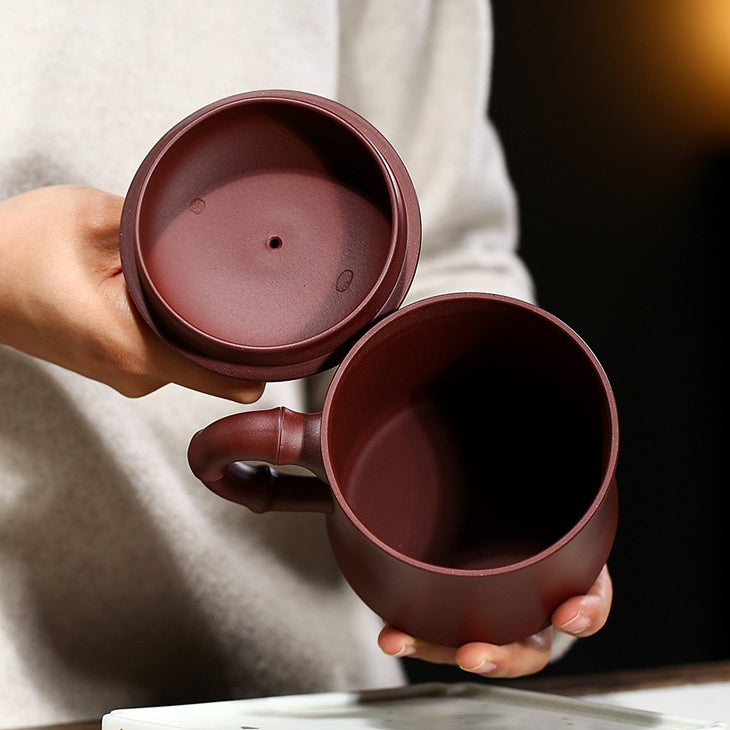 Premium Yixing Purple Clay Pine Crane Tea Cup - Handcrafted Chinese Ceramic Teacup for Gongfu Tea Ceremony, Gift for Tea Lovers - Perfect for Relaxing Tea Time & Zen Meditation
