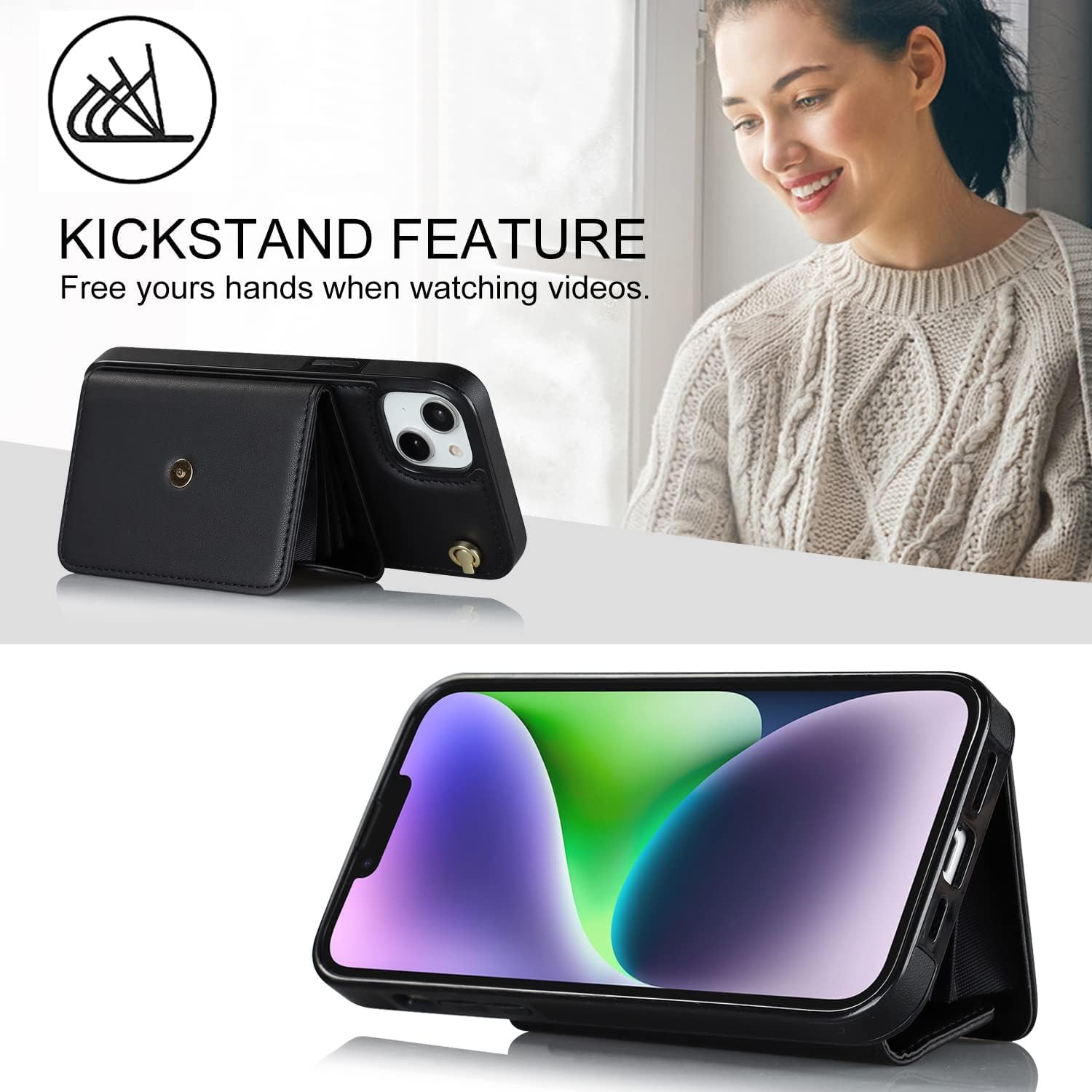 iPhone 15 Plus Wallet Case with RFID Blocking & Card Slots - PU Leather Protective Cover for Women | Daily Commute & Travel
