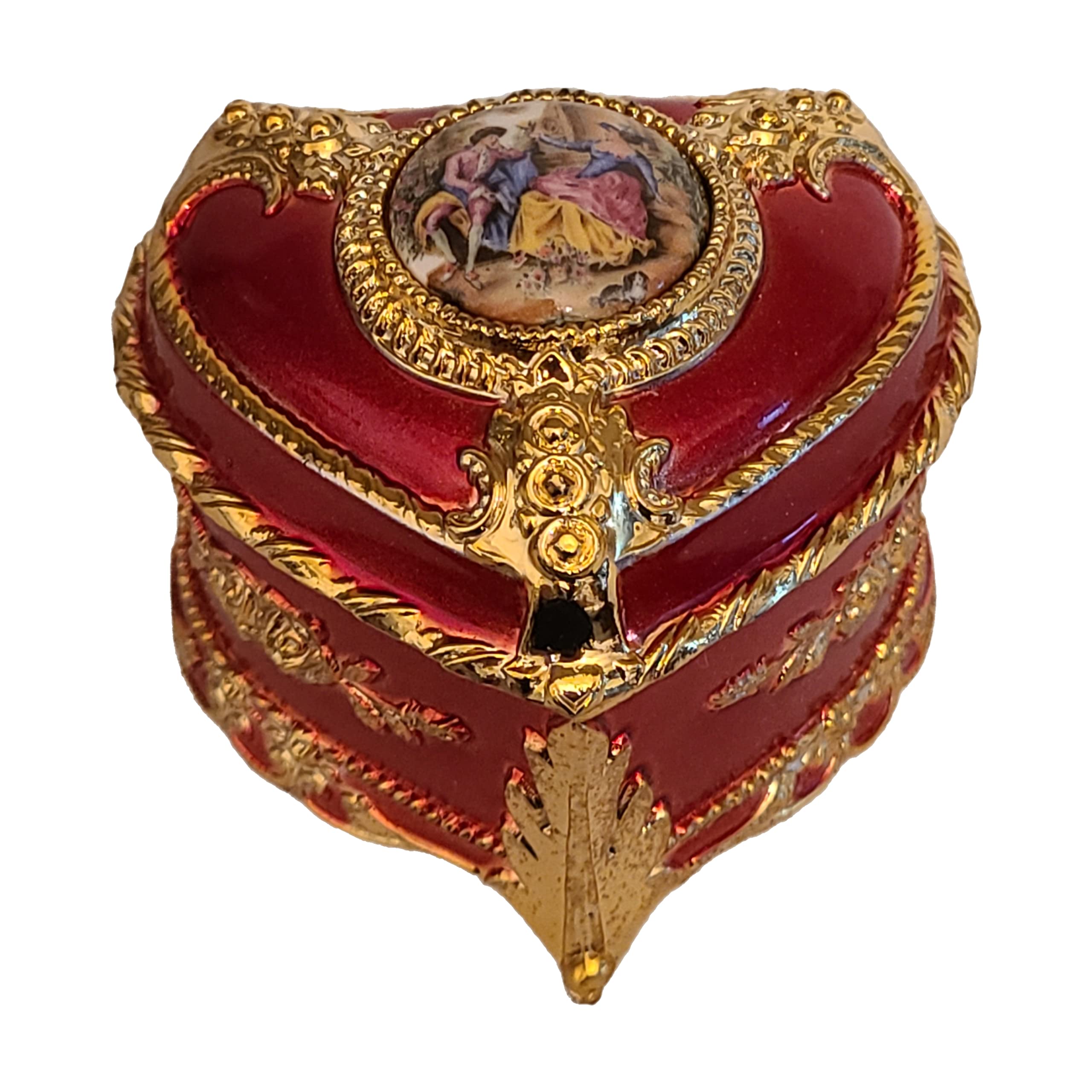 Handmade Red Heart Shaped Music Box - Jewelry Gift Box Plays Canon in D - Perfect for Valentine's Day, Anniversaries & Romantic Surprises