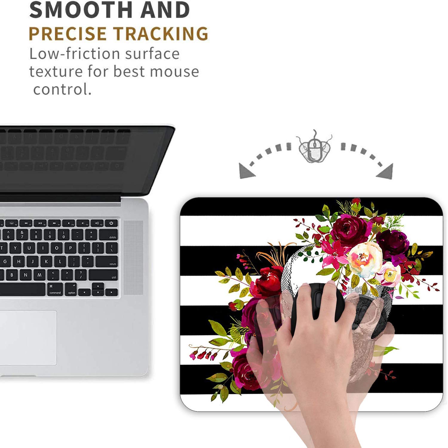 Premium Gaming Mouse Pad & Coasters Set - Non-Slip Rubber Skull Flower Design for PC, Laptop & Office Work - Large Rectangle Mouse Mat for Gamers & Professionals - Perfect for Esports, Streaming & Home Office Setup