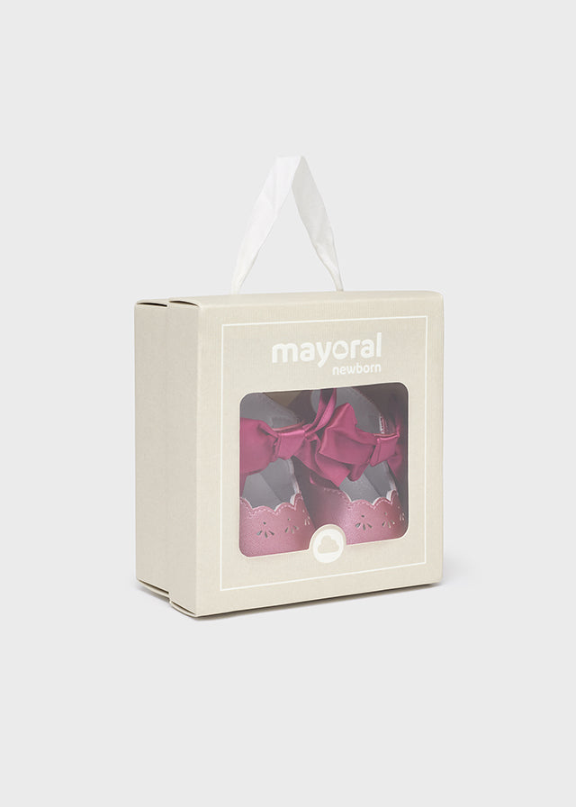 Mayoral Bow Buckle Shoes for Newborn Girls - Tulip Rose | Soft & Comfortable First Walkers for Baby Girls | Perfect for Special Occasions, Photo Shoots & Everyday Wear