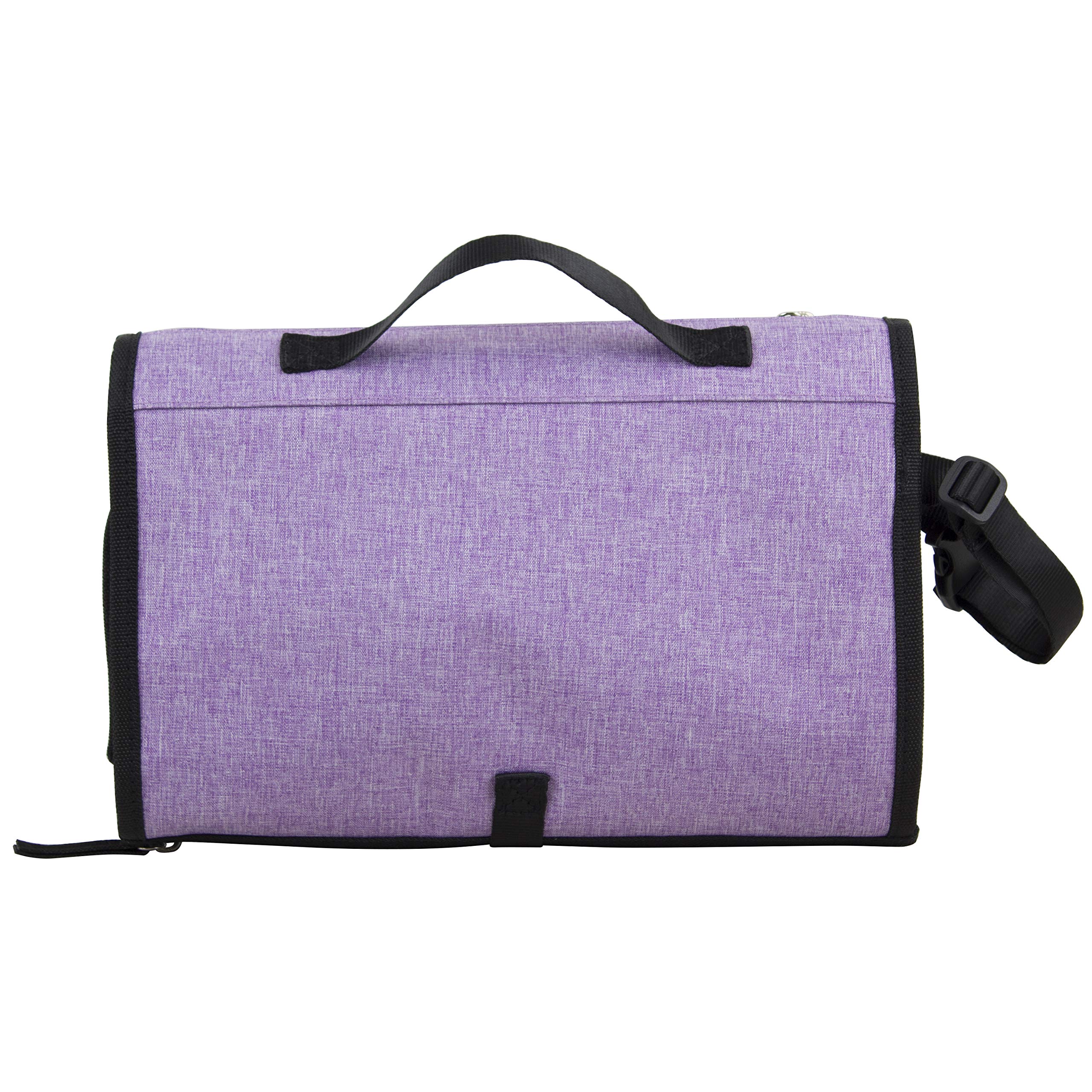 BODHI Baby Waterproof Travel Diaper Changing Pad & Kit - Portable Baby Station for On-the-Go Parents, Purple Chambray | Perfect for Travel, Outings & Quick Diaper Changes Anywhere