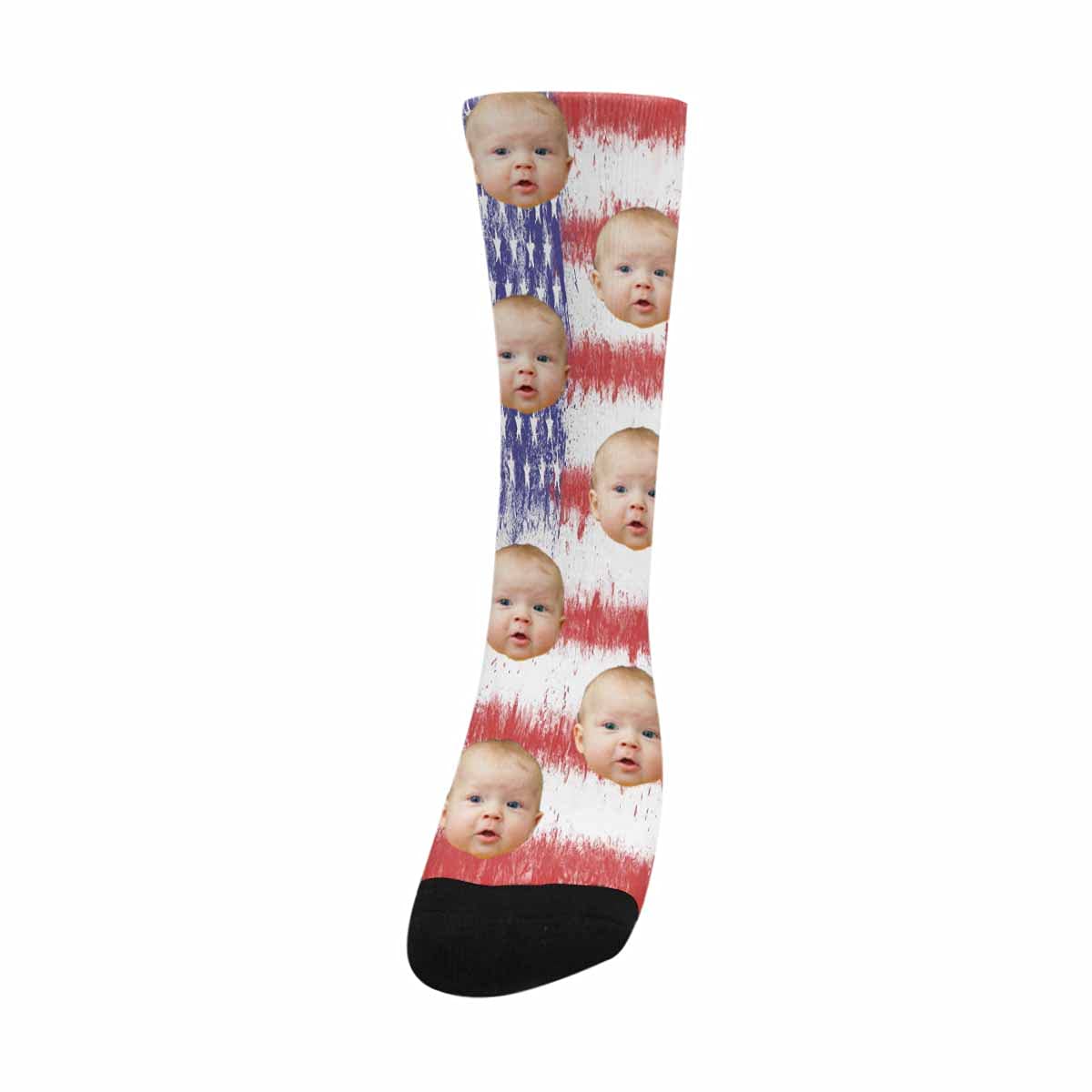 Custom Printed Photo Socks with Faces - American Flag Personalized Crew Socks for Gifts, Couples & Family - Great for Holidays, Birthdays and Special Occasions