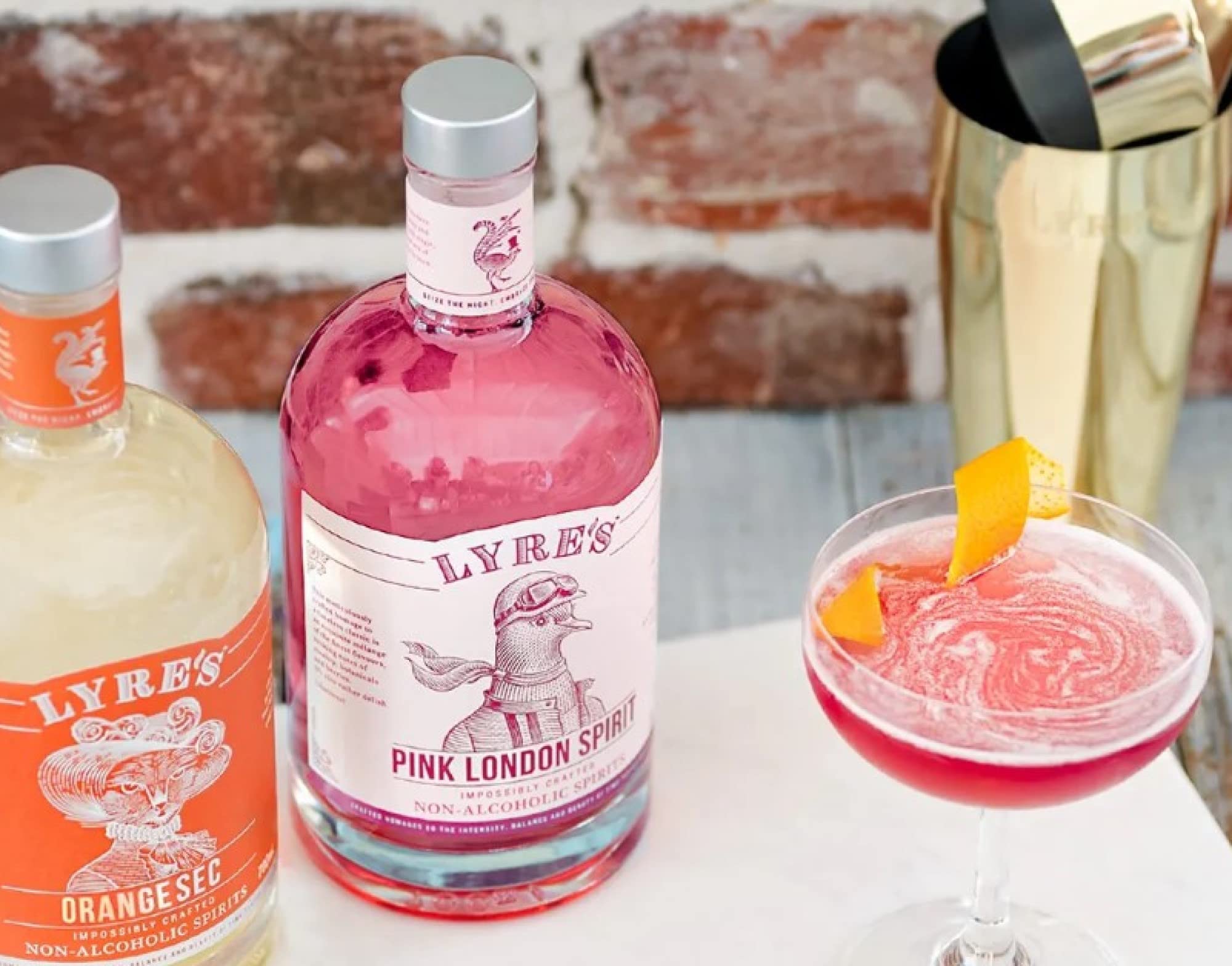 Lyre's Non-Alcoholic Pink London Cosmopolitan Cocktail Set (Pack of 2) - Pink Gin & Triple Sec Style Alcohol-Free Spirits | 23.7 Fl Oz Each | Perfect for Mocktails, Sober Parties & Mindful Drinking