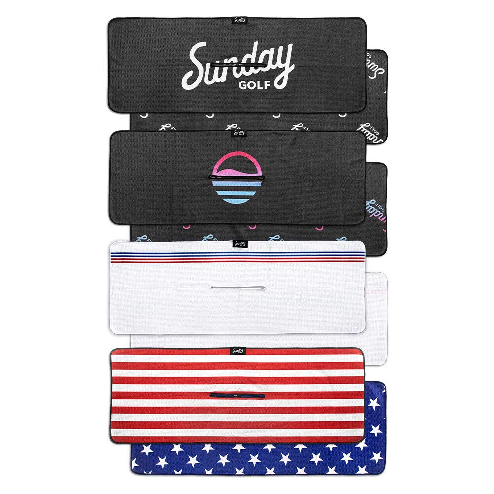 Sunday Golf Microfiber Golf Towel 14x40 Inches - Premium Waffle Pattern with Center Slit - Absorbent & Durable - Miami Vice Design - Perfect for Golfers, Caddies & Club Cleaning