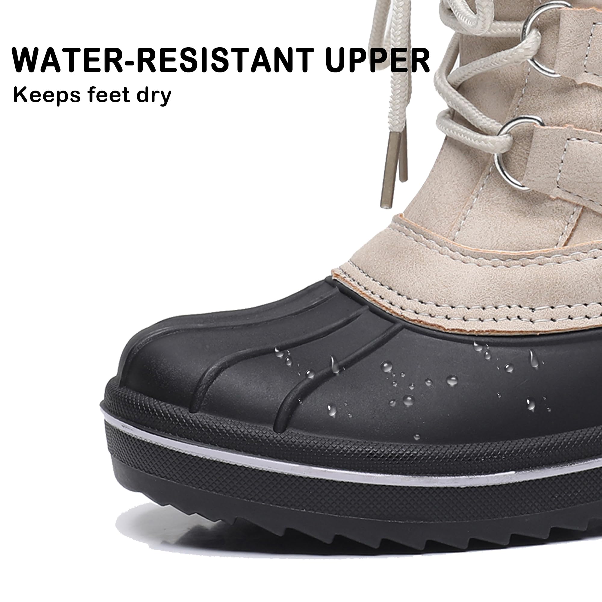 Apakowa Girls Waterproof Snow Boots - Insulated Winter Boots for Toddler, Little Kid & Big Kid - Warm Outdoor Boots for Snow, Ice & Cold Weather Play