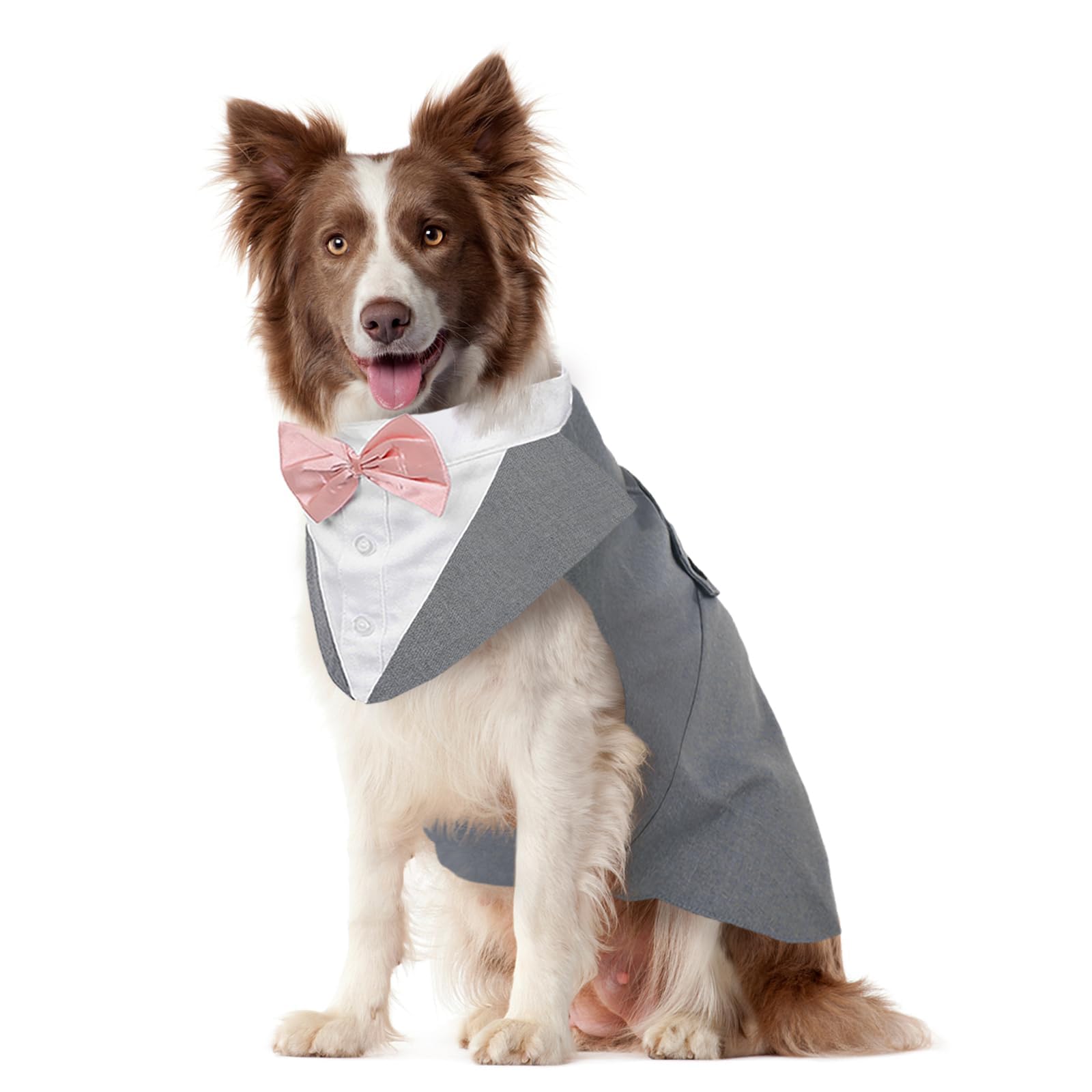 Kuoser Dog Tuxedo Suit & Bandana Set - Formal Wedding Party Attire for Medium & Large Dogs (Golden Retriever, Samoyed, Bulldog) - Perfect for Weddings, Photo Shoots & Special Occasions