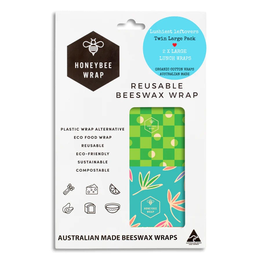 Eco-Friendly Reusable Beeswax Food Wraps - Large Twin Set for Sustainable Food Storage | Perfect for Sandwiches, Fruits & Leftovers
