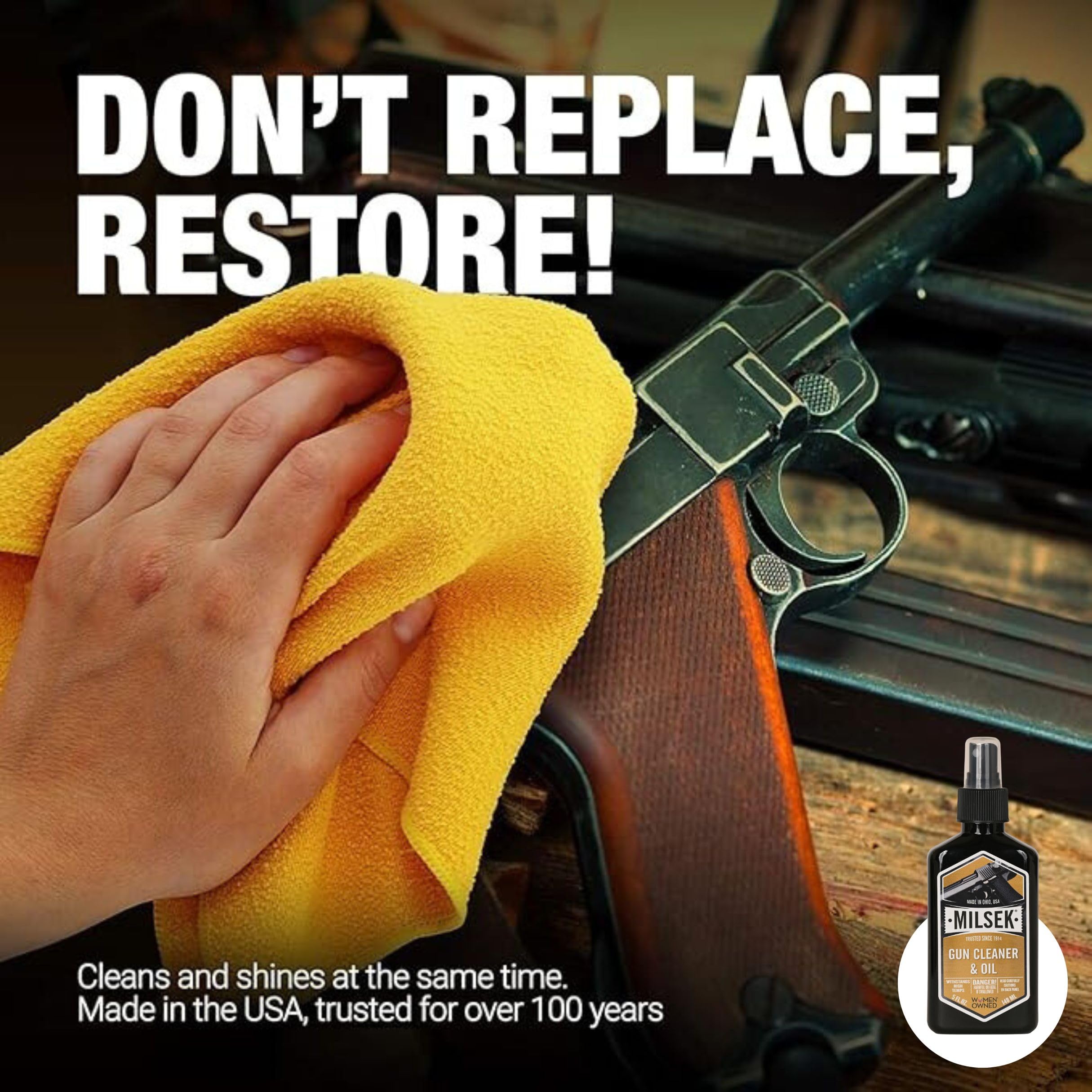 Milsek Gun Cleaner & Oil - 5 Fl Oz (Pack of 4) - Premium Firearm Cleaning Kit for Rifles, Shotguns, Handguns & Pistols - Rust Remover & Lubricant for Gun Maintenance - Perfect for Hunting, Shooting Range & Firearm Protection