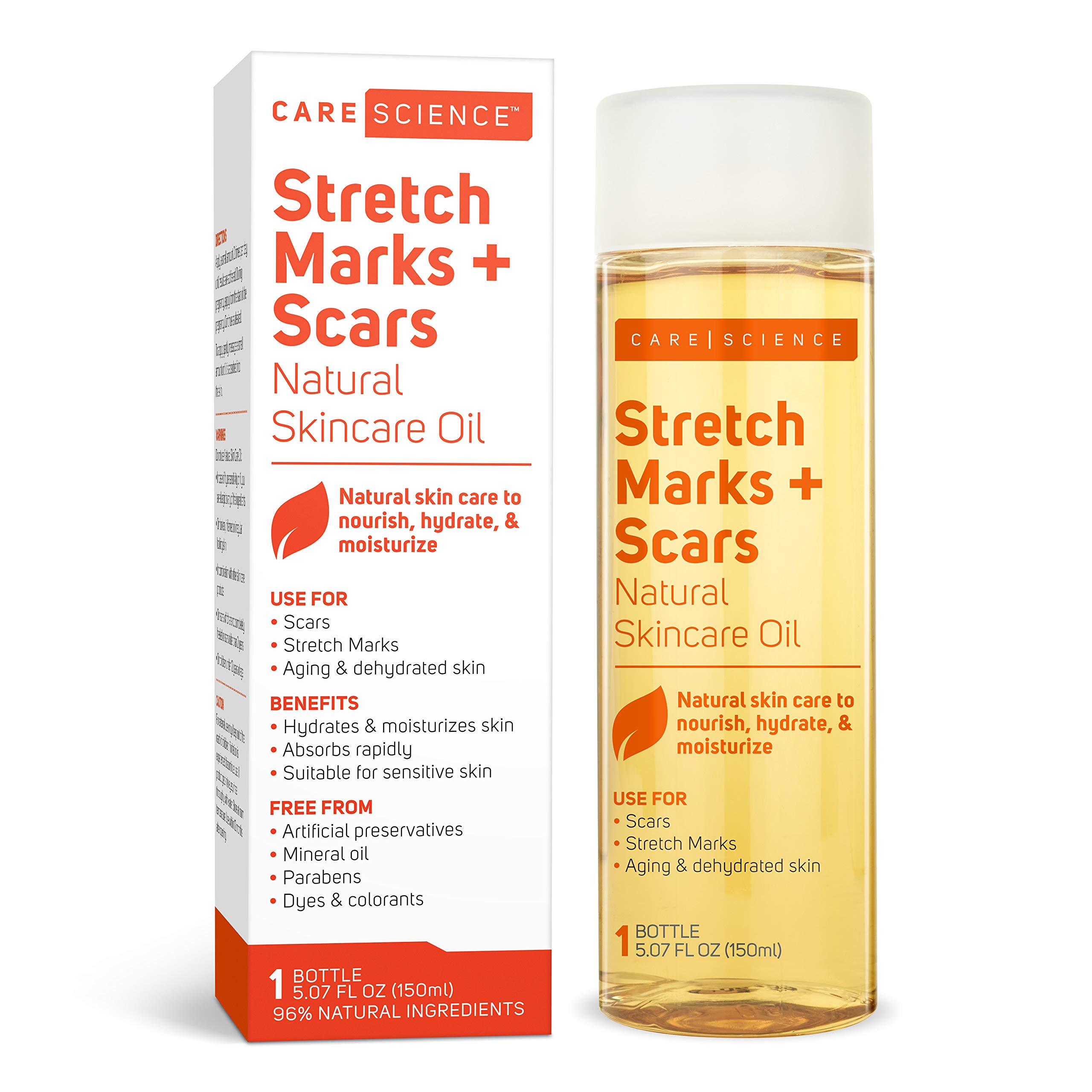 Care Science Stretch Mark & Scar Oil - 5oz | Vitamin E, Olive & Coconut Oils | Postpartum & Skin Repair