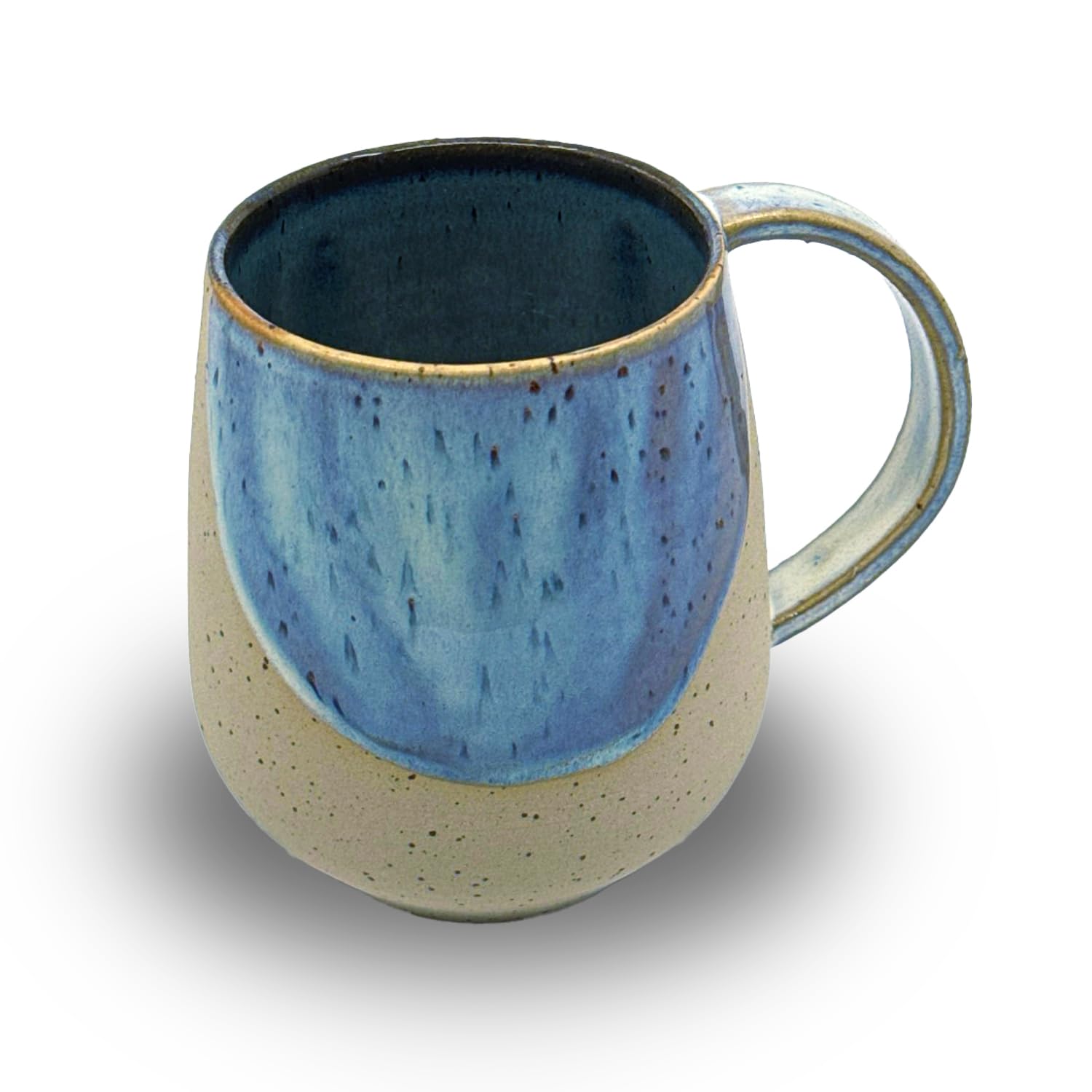 Handmade Stoneware Ceramic Coffee Mug - Dishwasher Safe Blue Artisan Tea Cup - Premium Quality Unique Gift for Coffee Lovers - Perfect for Home, Office & Cafe Use