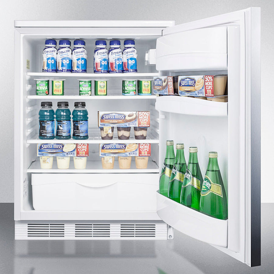 Accucold 24 Inch Wide All Refrigerator with Horizontal Handle - FF6LW7SSHH - Compact Cooling for Offices, Dorms, and Small Spaces