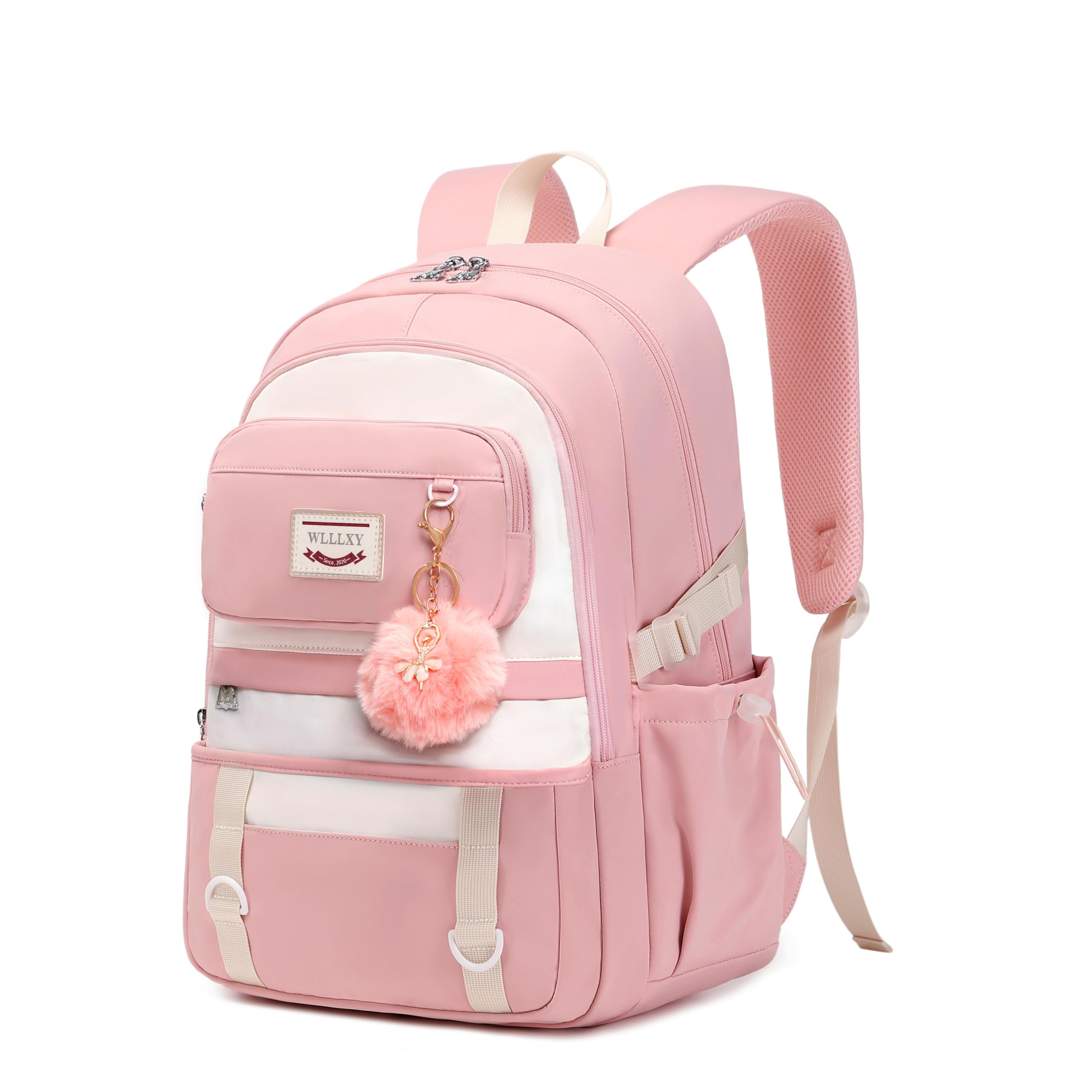 Caoroky Knight 15.6 Inch Anti-Theft Laptop Backpack for Women & Girls - Lightweight School Bag, College Backpack, Travel Daypack with USB Charging Port (Pink) - Perfect for School, Work, Commuting and Weekend Trips