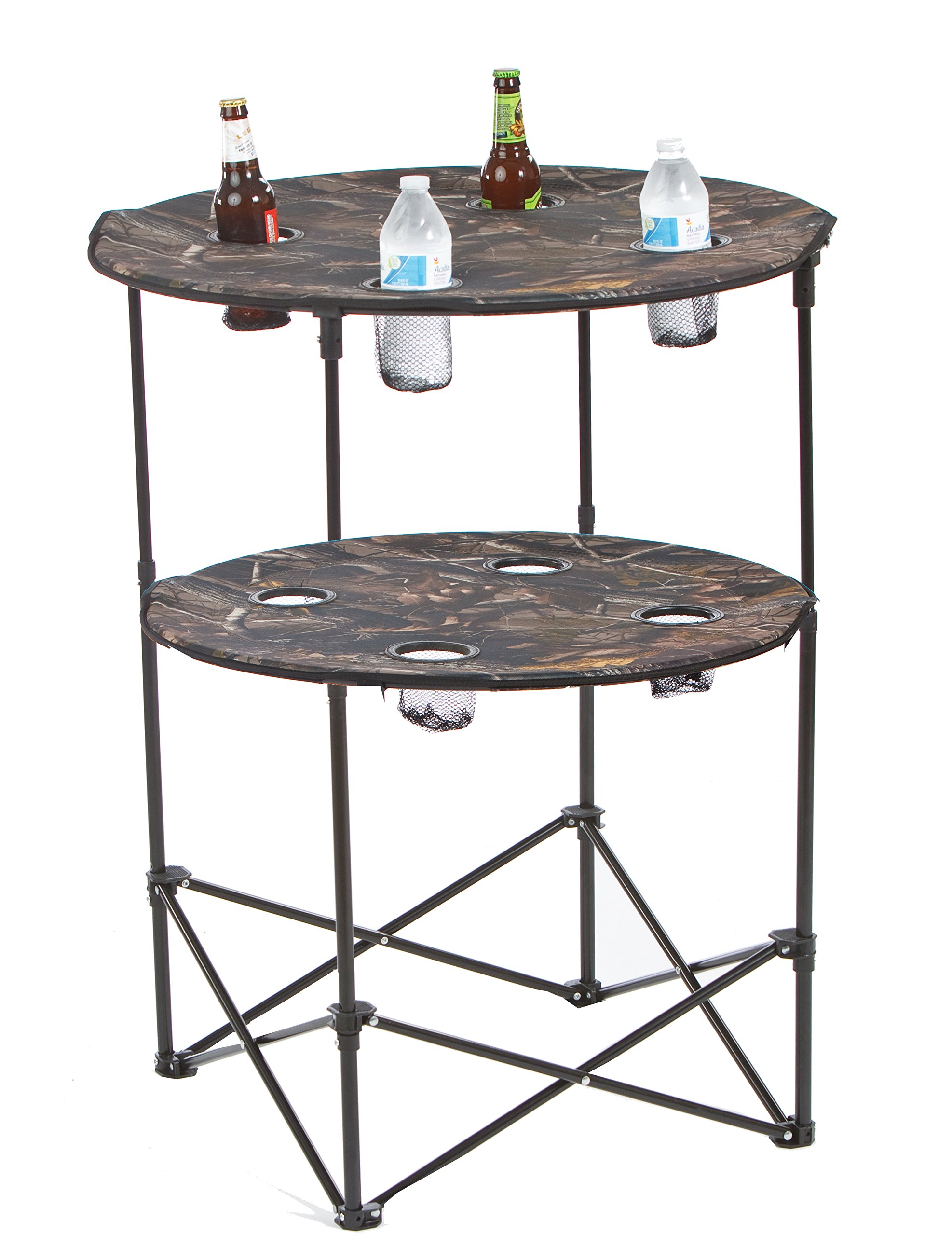 Picnic Plus Scrimmage Tailgate Table - Portable Round Folding Table Extends from 24 to 36 Inches for Outdoor Parties, Camping & Sporting Events