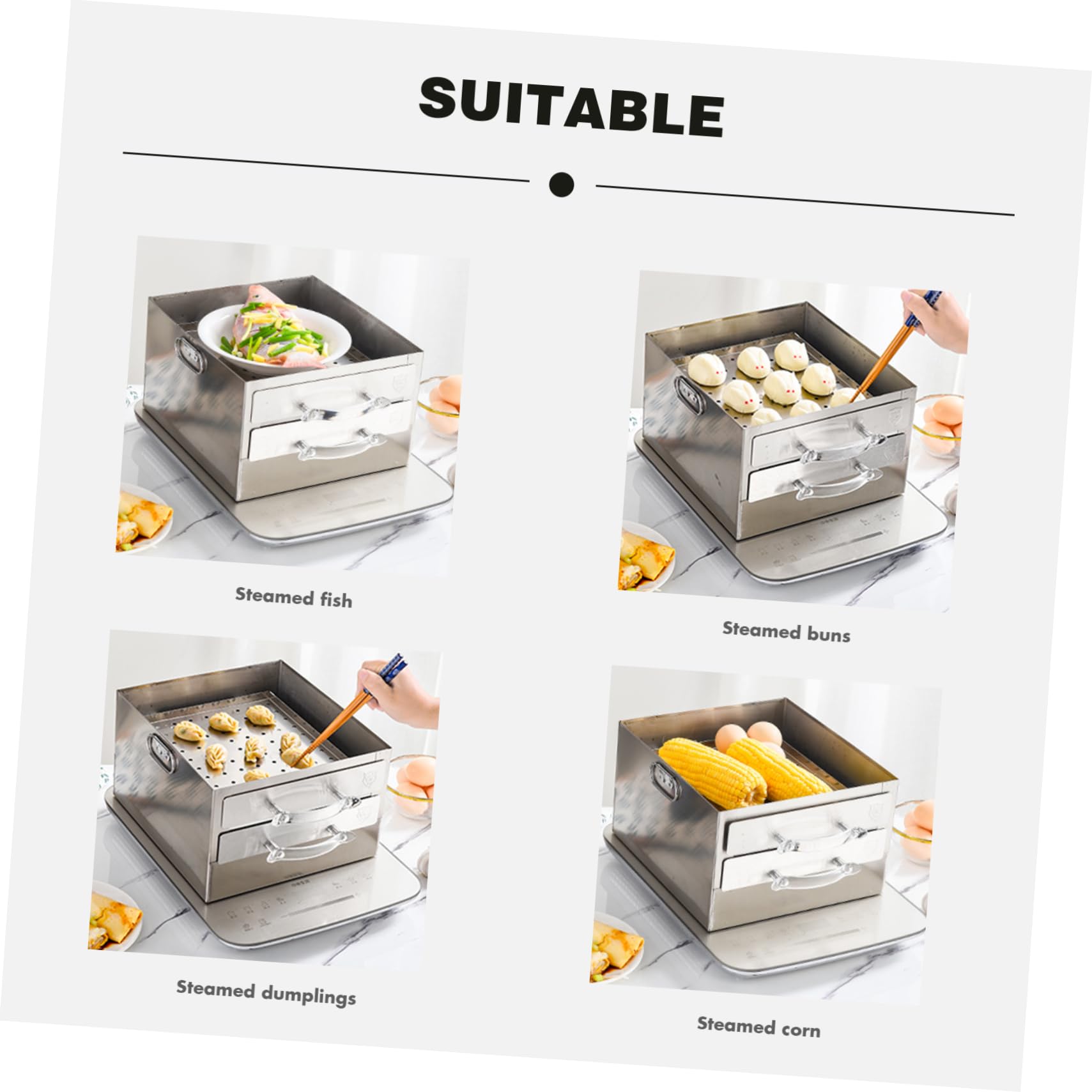 Hemoton Stainless Steel Dumpling Steamer - Single Layer Chinese Cheung Fun Steamer for Rice Noodle Rolls, Vegetables & Cantonese Recipes - Perfect for Home Cooking & Asian Cuisine Preparation