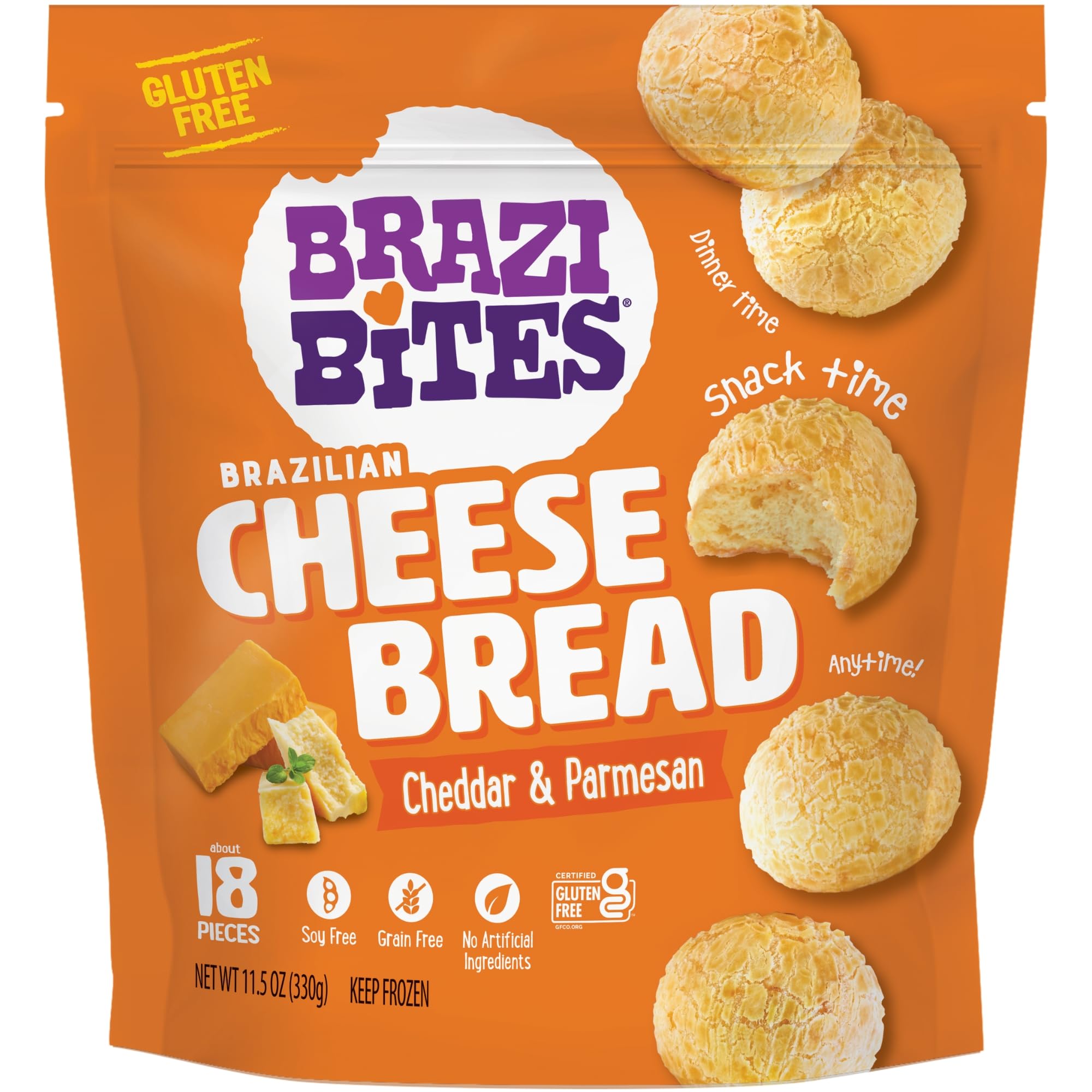Brazi Bites Original Brazilian Cheese Bread - 11.5 oz Frozen Gluten-Free Snacks | Perfect for Parties, Breakfast & Keto Diet