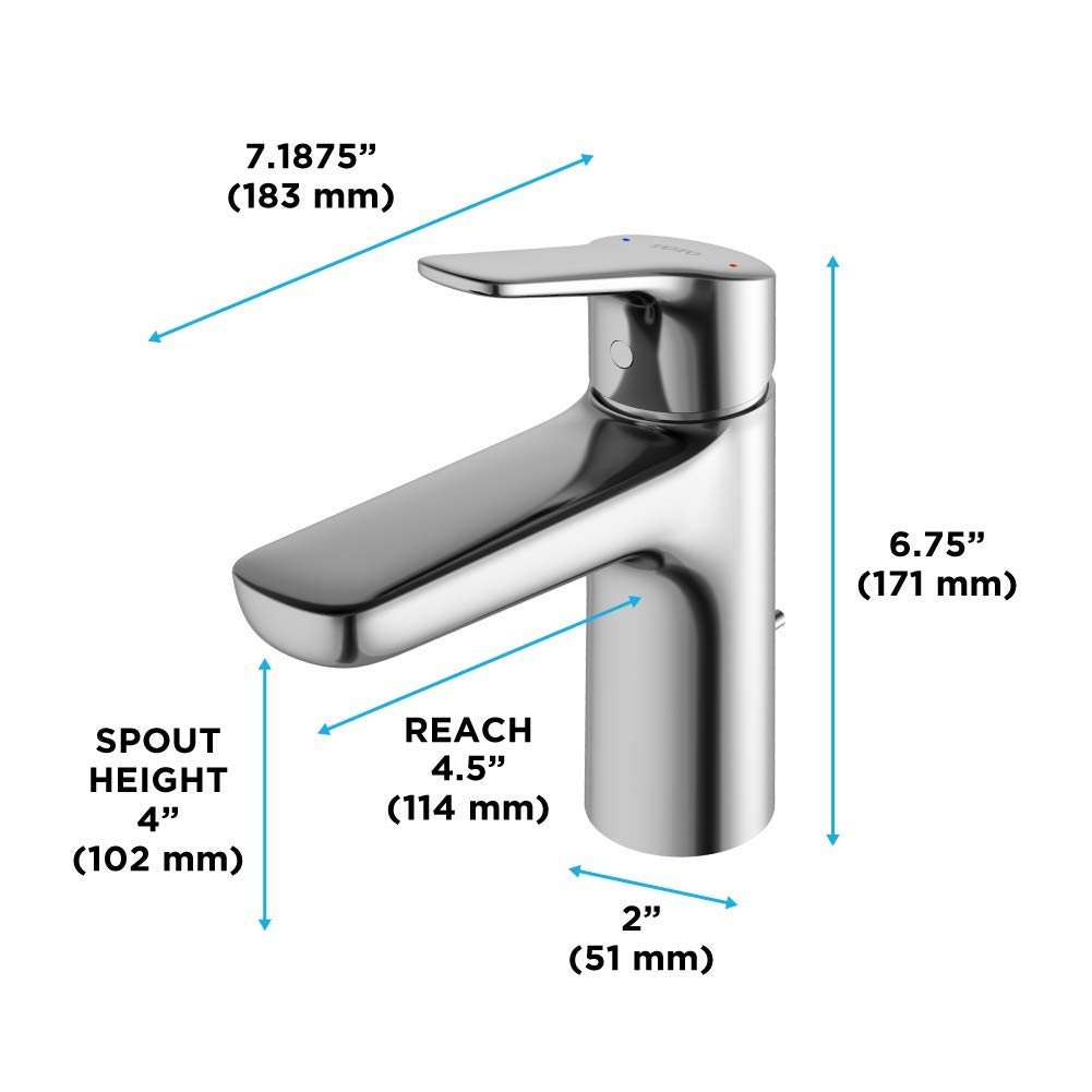 TOTO TLG03301U#CP Polished Chrome Bathroom Faucet - Modern Waterfall Spout Design for Bathroom Sink, Vanity & Powder Room (Bathroom Accessories Included)