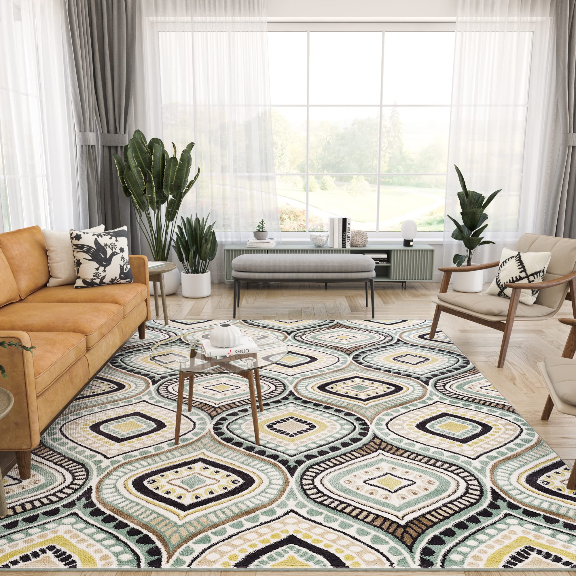 Modern 5x7 Area Rug - Soft Contemporary Indoor Carpet for Living Room, Bedroom, Dining Room, Kitchen & Entryway - Non-Slip Low Pile Rugs for Home Decor - Perfect for Cozy Spaces & High Traffic Areas