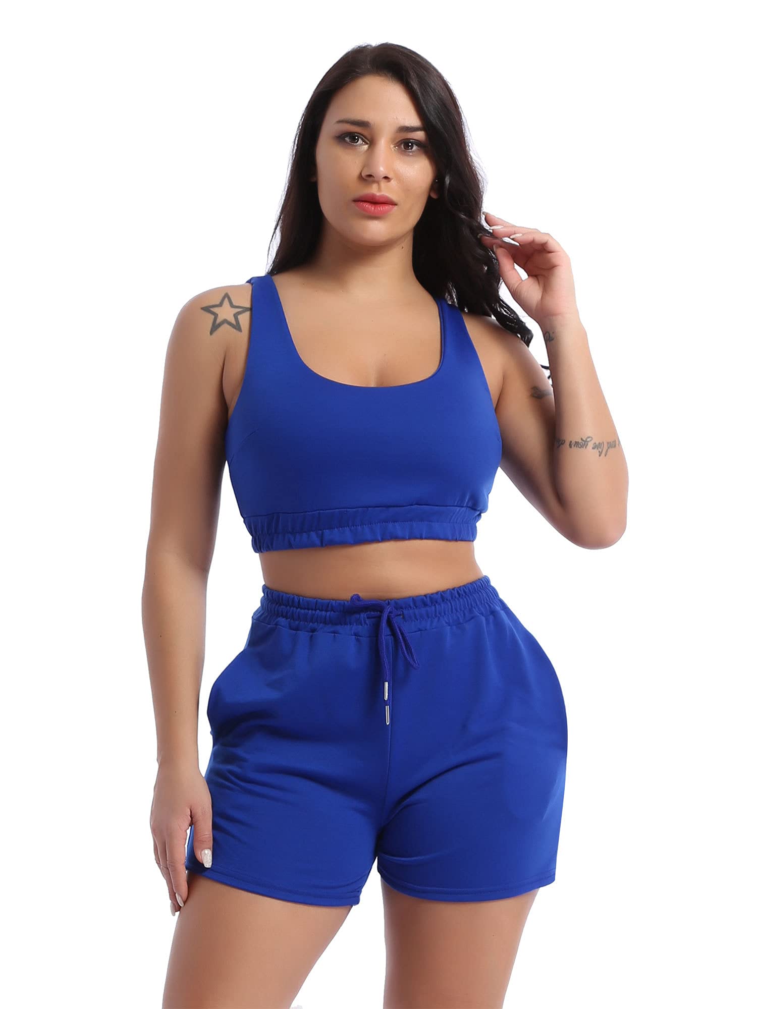 ACSUSS Women's 2-Piece Yoga Workout Set - Sports Bra & Shorts for Summer, Sexy Activewear Tracksuit | Perfect for Gym, Yoga & Outdoor Fitness Activities