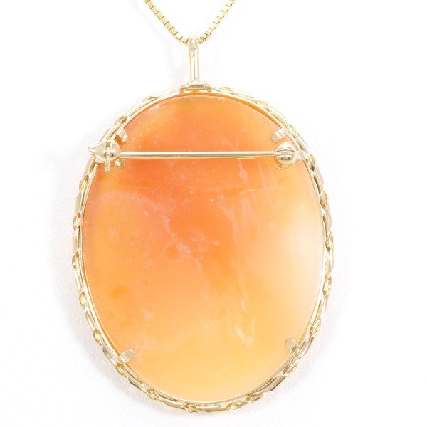 18K Yellow Gold Shell Cameo 2-Way Convertible Necklace & Brooch - Elegant Vintage Jewelry for Weddings, Parties & Special Occasions