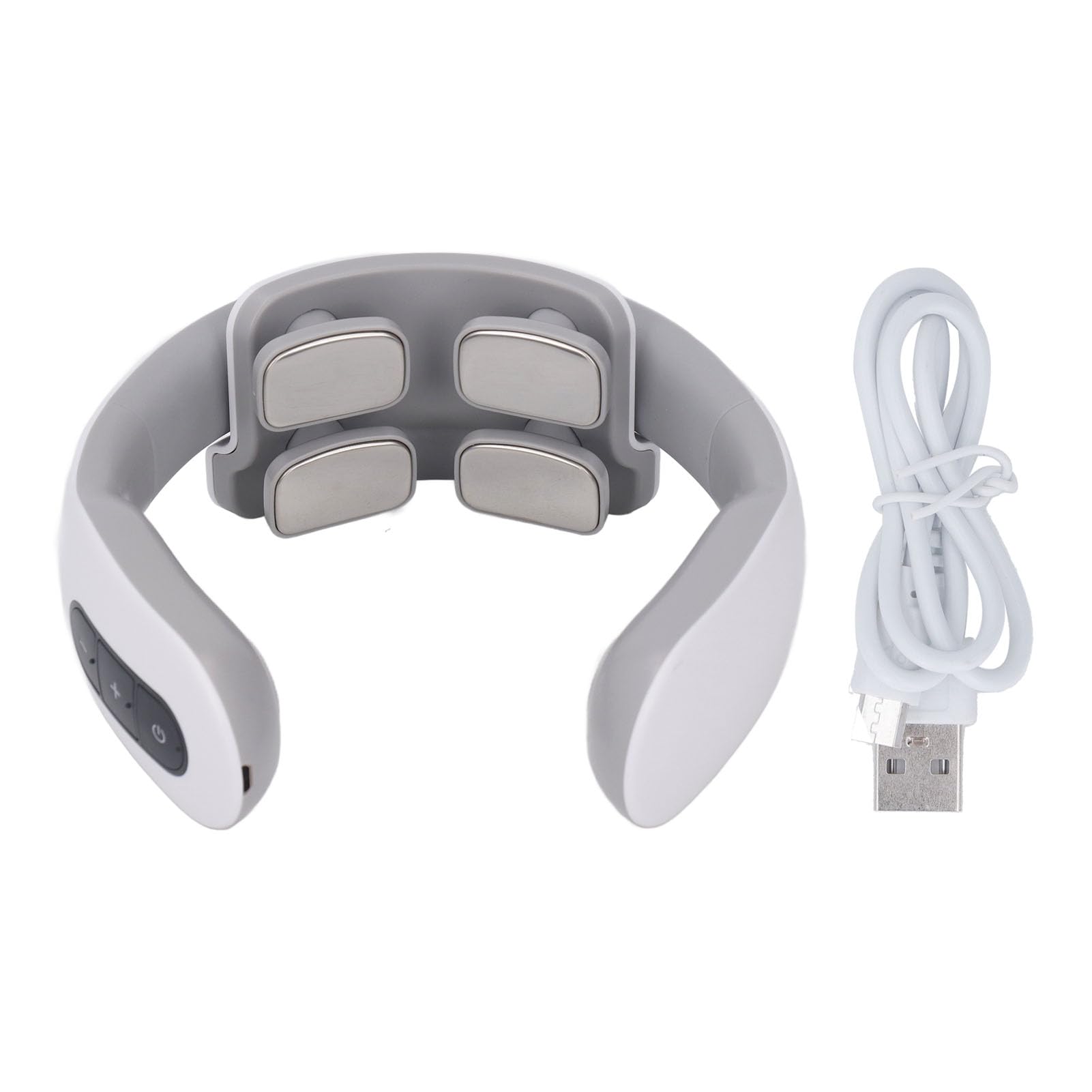Electric Neck Massager with 4 Kneading Heads - Adjustable & Portable Cervical Vertebra Massager for Shoulder & Back Pain Relief - Perfect for Office, Travel & Home Use