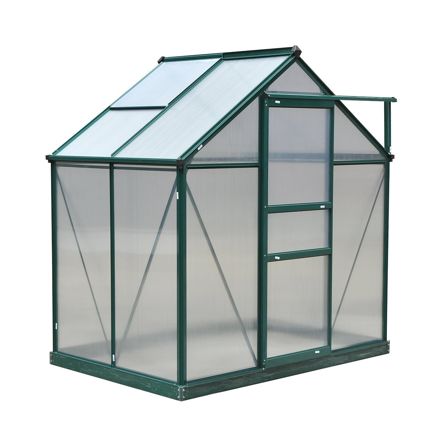 Outsunny 6x4x7 FT Polycarbonate Walk-in Greenhouse for Plants - Aluminum Frame with PC Board & Ventilation Window - Perfect for Backyard Gardening, Herb Growing & Outdoor Plant Protection