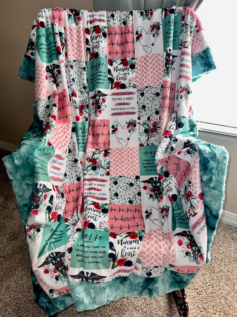 Premium Spearmint Galaxy Print Minky Blanket 55x68 Inches - Ultra Soft & Cozy Throw for Nurses, Adults, Teens - Perfect for Bed, Couch, Office & Gift Giving