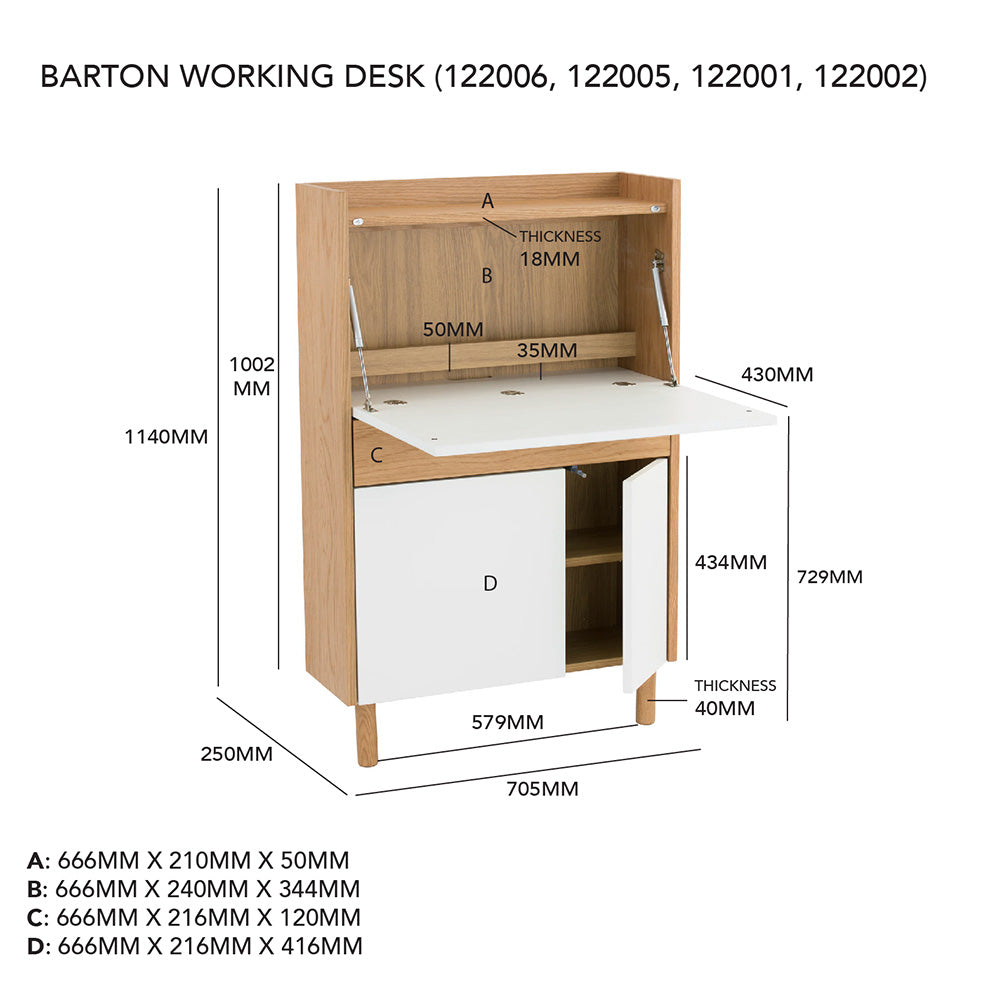 BARTON 71cm Study Desk in Natural & White - Perfect for Home Office, Dorm Room, and Small Spaces
