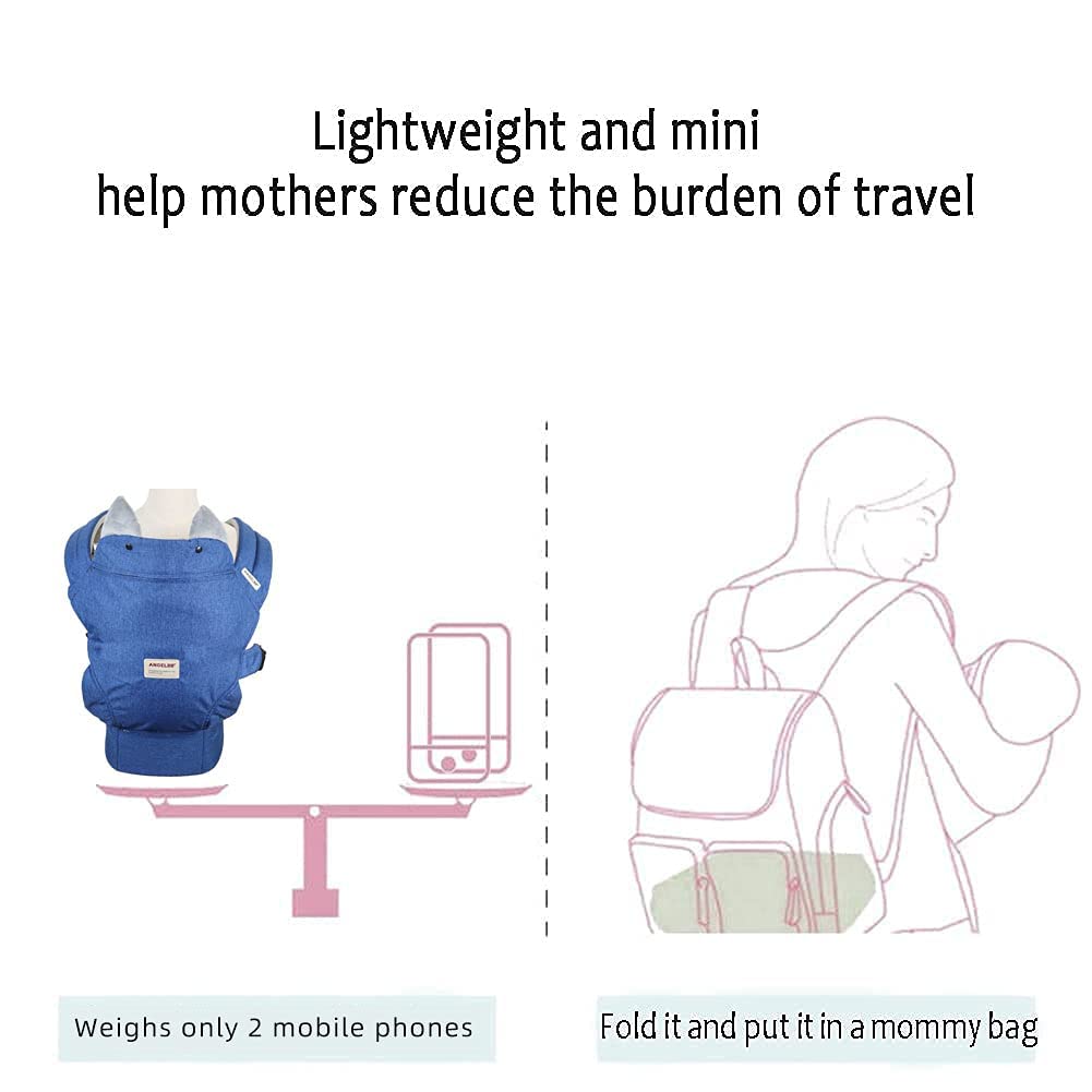 **ANGELBB 4-in-1 Adjustable Baby Carrier with Hip Seat – Ergonomic & Portable Infant Carrier for Newborn to Toddler (0-36 Months) – Multi-Position, Soft & Breathable – Perfect for Travel, Hiking & Daily Use (Blue, Newborn Gift)**