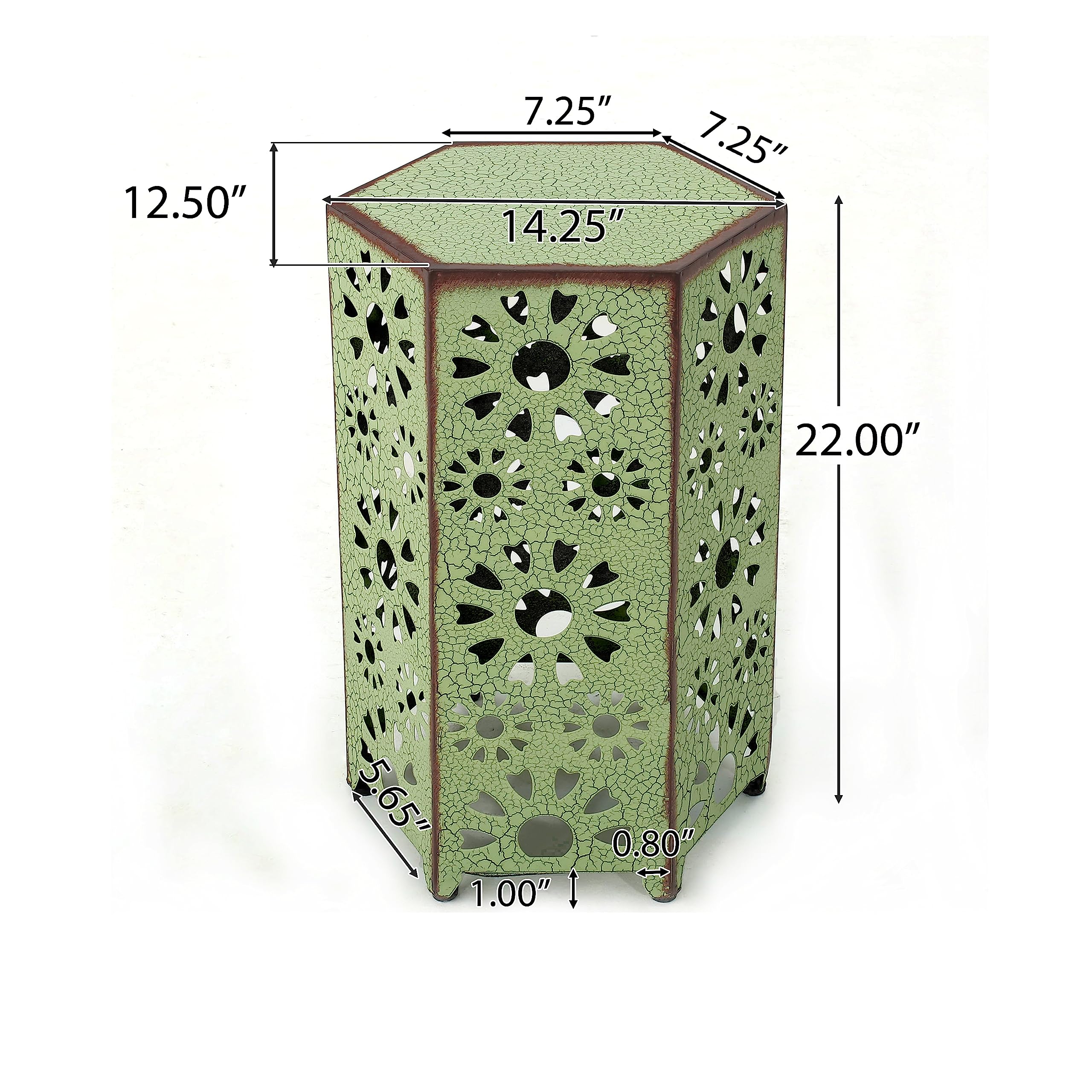 GDFStudio Outdoor Accent Tables - Rustic Iron Tubing with Crackle Green Finish - Perfect for Patio, Garden & Porch Decor