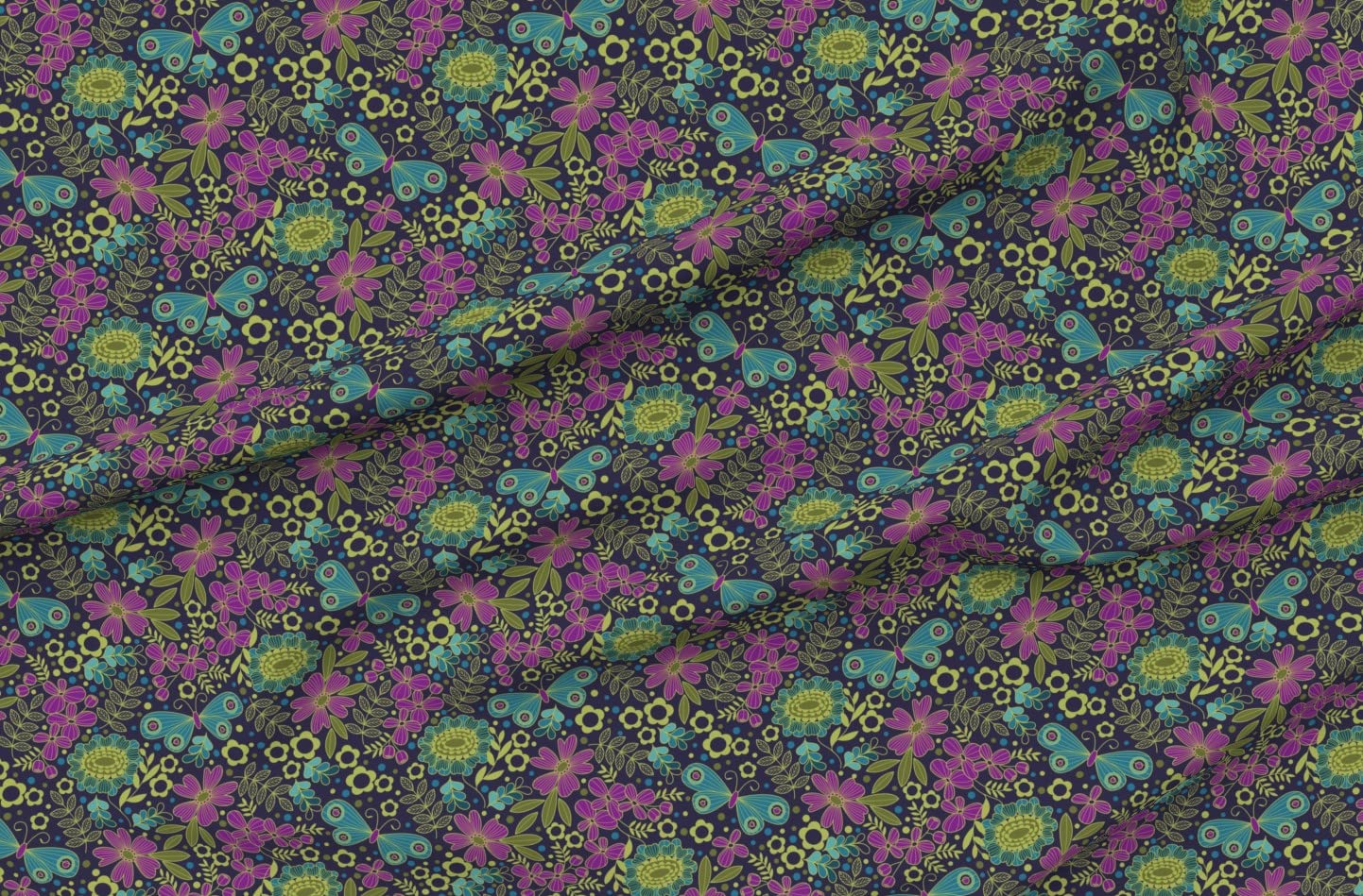 Floral Jewel Cool Retro Printed Satin Fabric by The Yard - Premium Sewing Material for Apparel, Lining, Fashion, Blankets & Home Decor - Perfect for DIY Dresses, Curtains, Quilts & Craft Projects