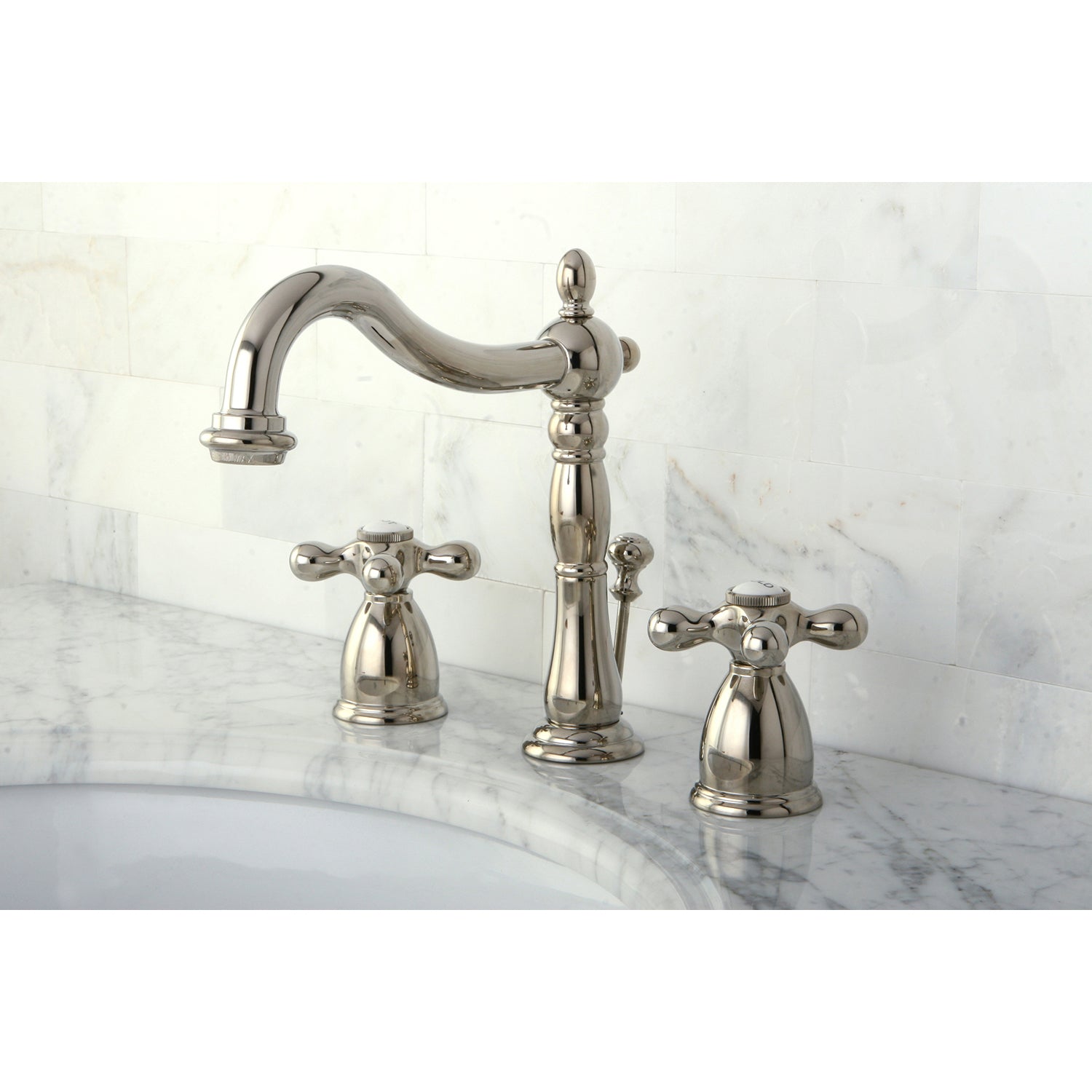 Stainless Steel Two Handle Deck Mount Lavatory Faucet - Bathroom Sink Faucet for Vanity, Powder Room & Guest Bath Installation