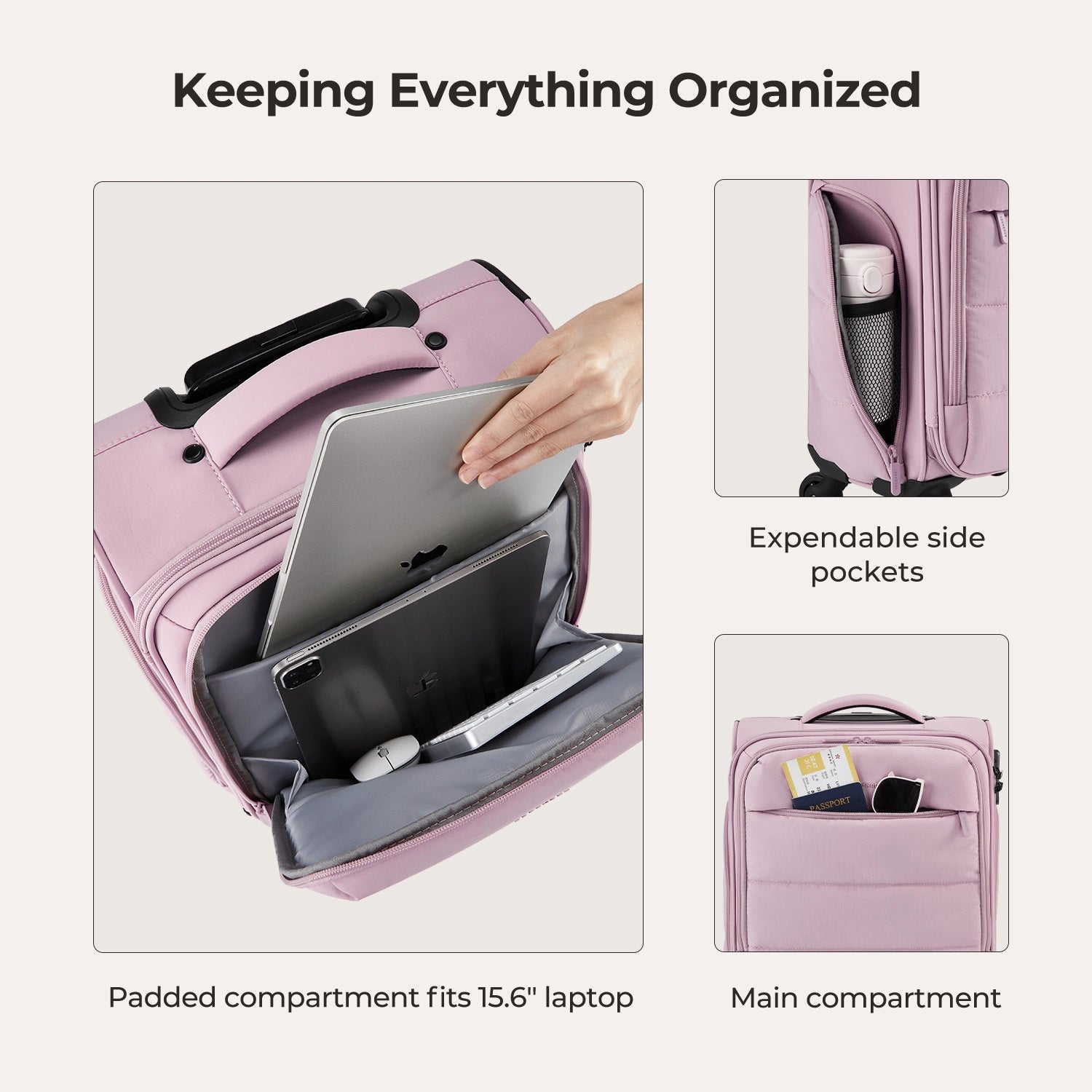 Bagsmart 16-Inch Personal Item Carry-On Luggage - Perfect for Air Travel, Weekend Getaways & Business Trips