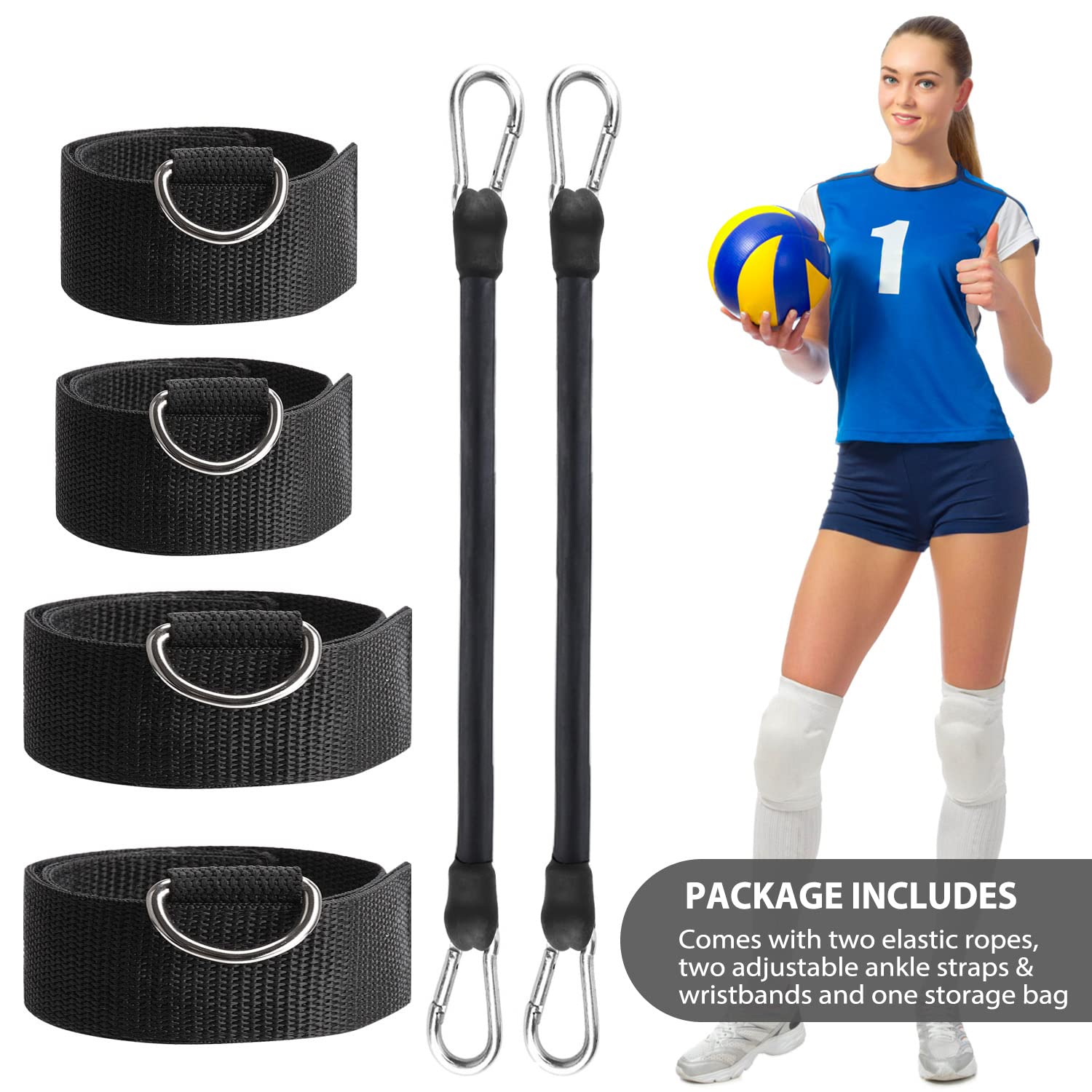TOBWOLF Volleyball Training Resistance Band Set - Elastic Pull Rope for Jump & Agility Drills - Prevent Excessive Arm Movement - Perfect for Volleyball Practice, Strength Training & Home Workouts