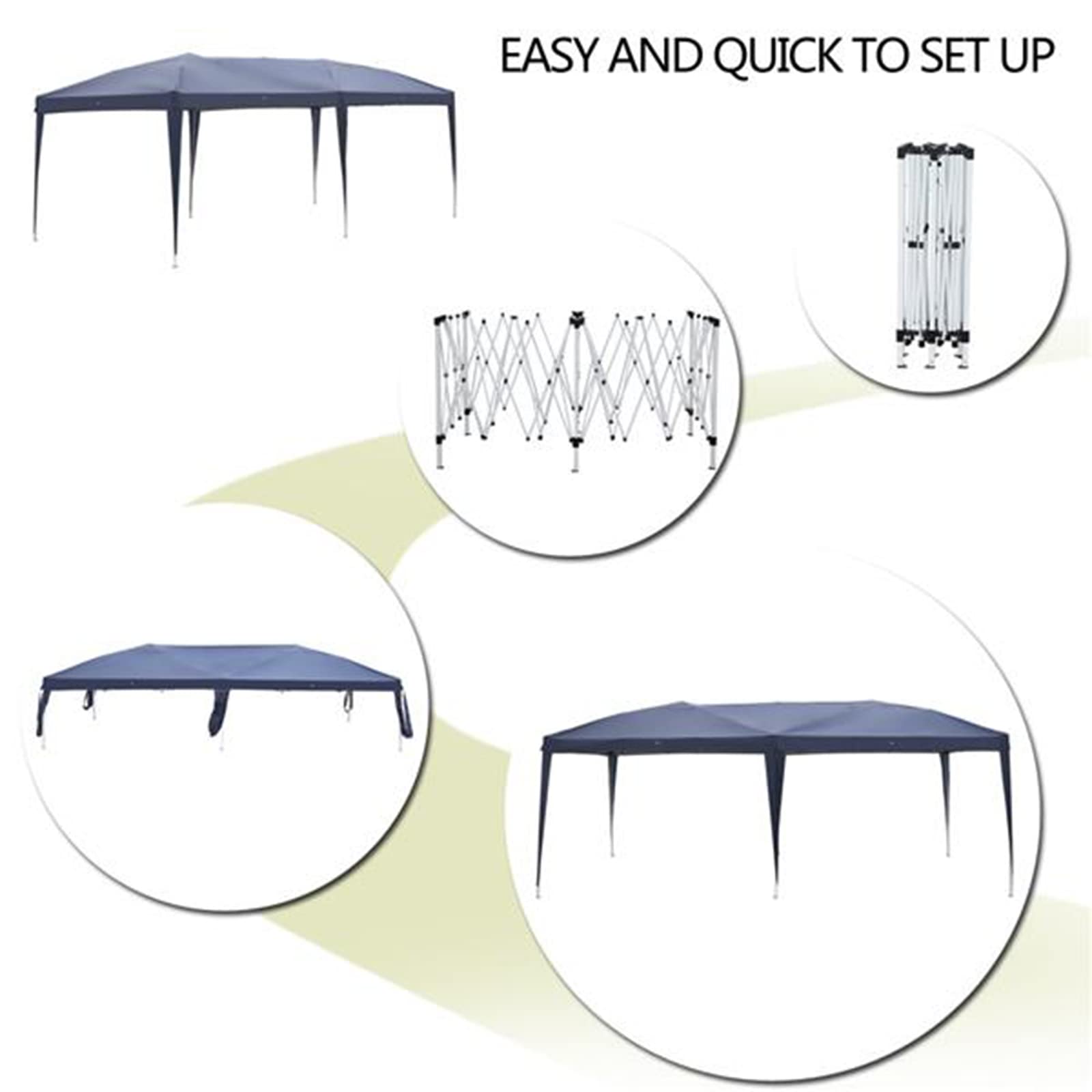 GBB 3x6m Waterproof Folding Canopy Tent with Carry Bag - Portable Outdoor Shelter for Camping, Beach, Picnics & Backyard Parties (Blue)