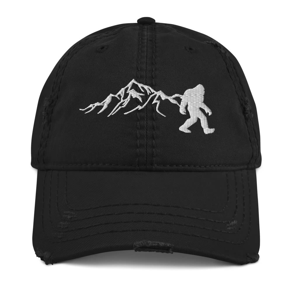 Bigfoot Outdoor Camping & Hiking Embroidered Distressed Dad Hat - Perfect for Adventure Travel, Hiking Trips and Casual Streetwear