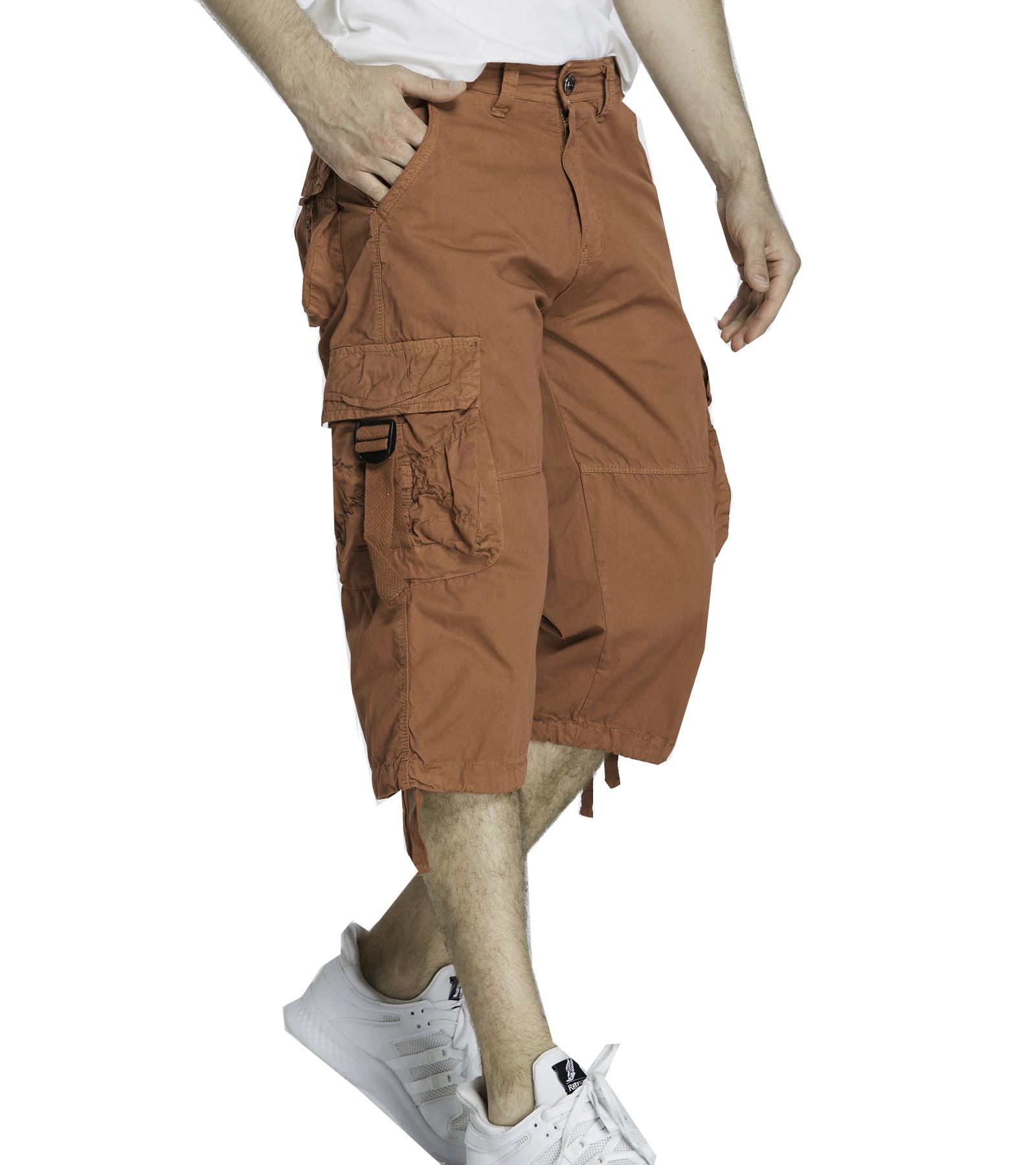 Men's 3/4 Length Cargo Shorts - Below The Knee Stretch Comfort Fit Outdoor Hiking & Summer Casual Wear