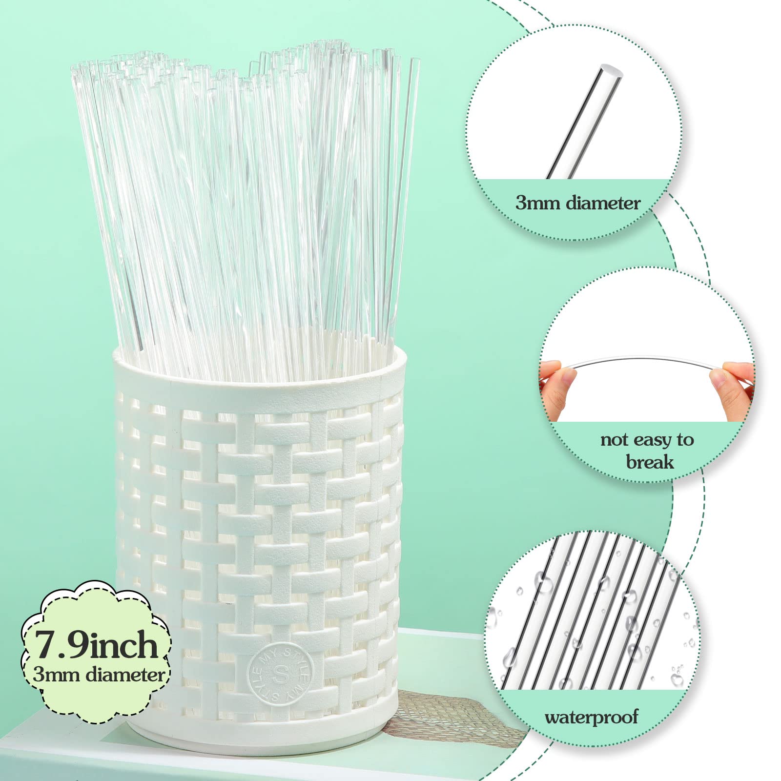Zopeal 200-Pack 8 Inch Clear Acrylic Lollipop Sticks for Cake Pops, Candy, Chocolate & Desserts - Perfect for Wedding Favors, Halloween Treats, Christmas Baking & Party Decorations