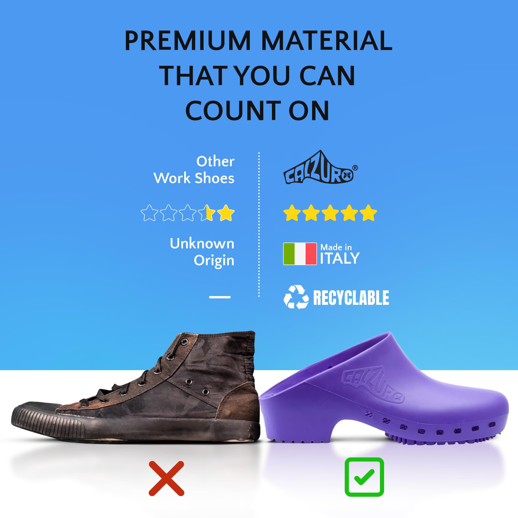 **CALZURO Classic Unisex Work Clogs - Slip-Resistant Nursing & Kitchen Shoes for Men & Women - Autoclavable Rubber Clogs for Healthcare & Food Service Professionals**    *(Perfect for Hospitals, Kitchens, Salons & Labs - Comfortable & Durable Non-Slip Safety Footwear)*