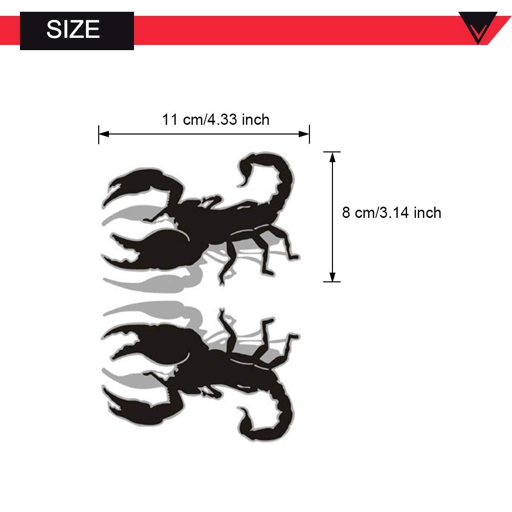 2 Pcs 3D Scorpion Car Rearview Mirror Decals - Auto Side Mirror Stickers 4.33