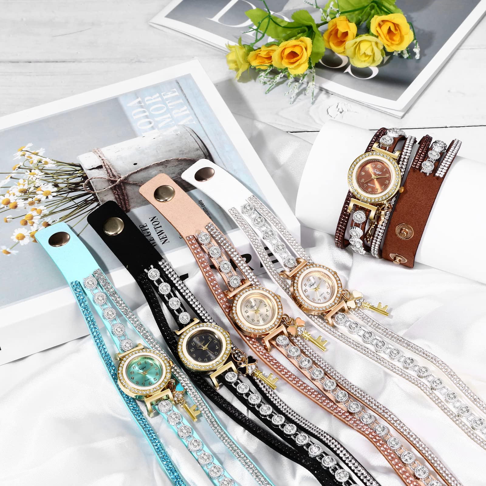 Avaner Bohemian Leather Wrap Watch with Rhinestones for Women - Perfect for Casual & Dressy Outfits