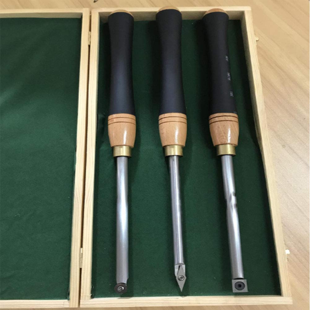 Premium Woodturning Lathe Tool Set - 3PCS Replaceable Carbide Parting Tools with Wooden Storage Box (Round & Square Tips) - Perfect for Woodworking, DIY Projects & Professional Carpenters - Ideal for Bowl Turning, Spindle Work & Detailed Wood Crafts