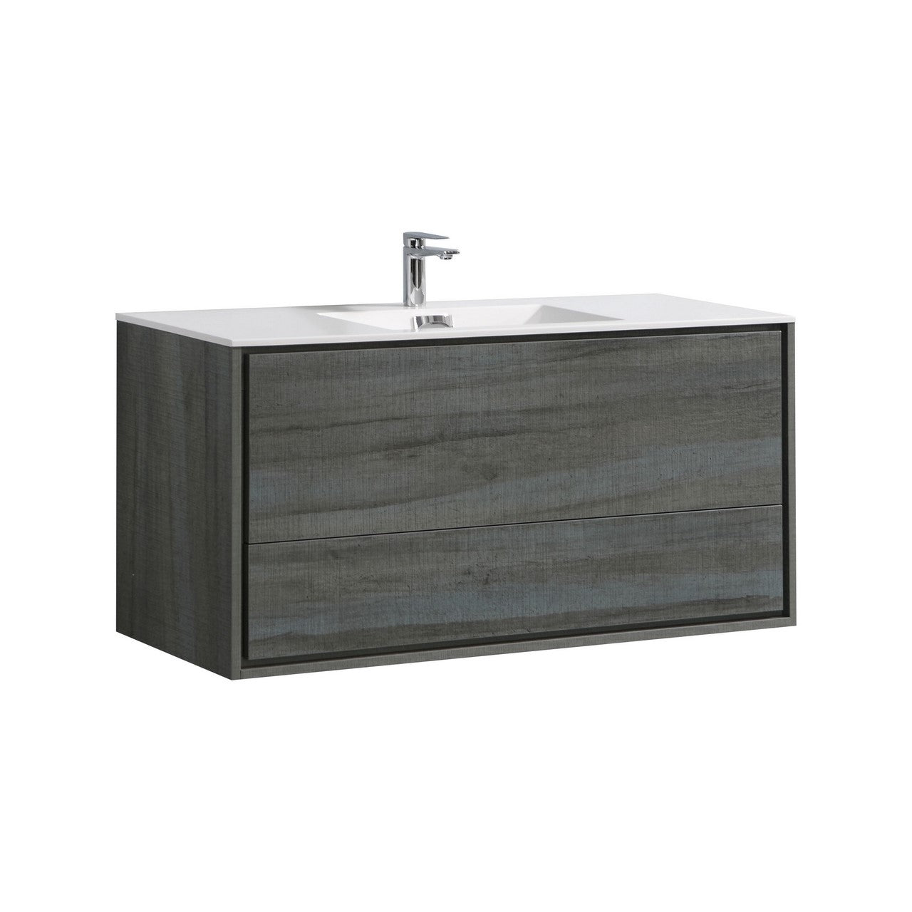 KubeBath DeLusso 48 Inch Single Sink Wall Mount Modern Bathroom Vanity - Perfect for Small Bathrooms, Powder Rooms & Contemporary Home Decor