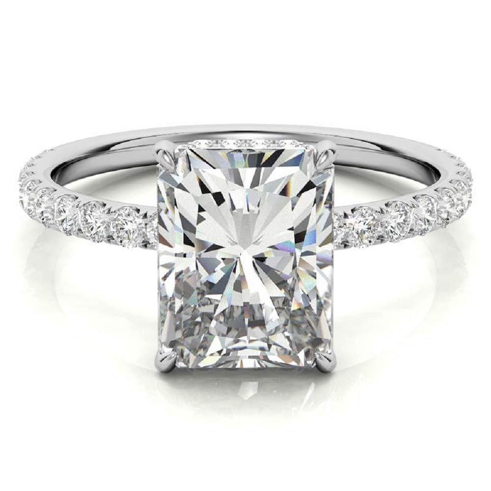 3 CT Emerald Cut Moissanite Engagement Ring - Vintage Wedding Eternity Band with 4-Prong Solitaire Setting in Sterling Silver - Anniversary Promise Ring Gift for Women - Perfect for Proposals, Weddings & Special Occasions