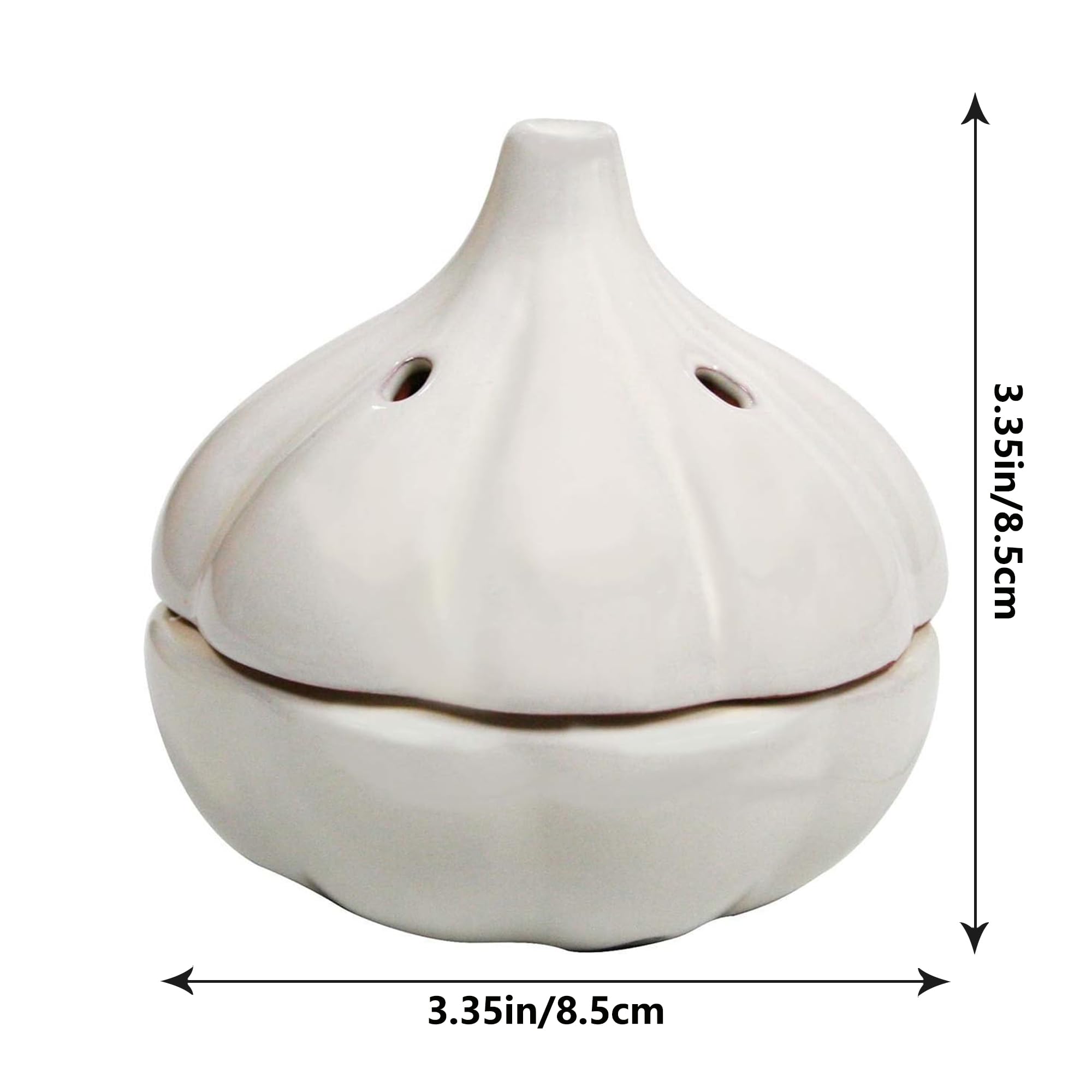 Ceramic Garlic Keeper Storage Jar - Breathable Garlic Holder Container for Countertop, Kitchen Organizer to Keep Garlic Cloves Fresh Longer | Perfect for Home Cooking, Meal Prep & Pantry Organization