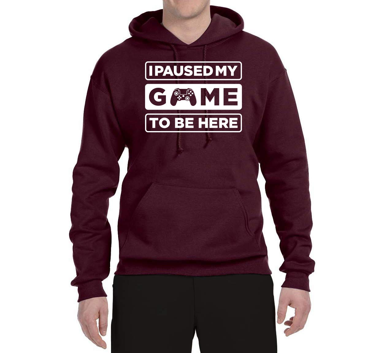 Wild Bobby 'I Paused My Game to Be Here' Gaming Sports Graphic Hoodie - Unisex Pullover Sweatshirt for Gamers, Esports Fans & Casual Wear