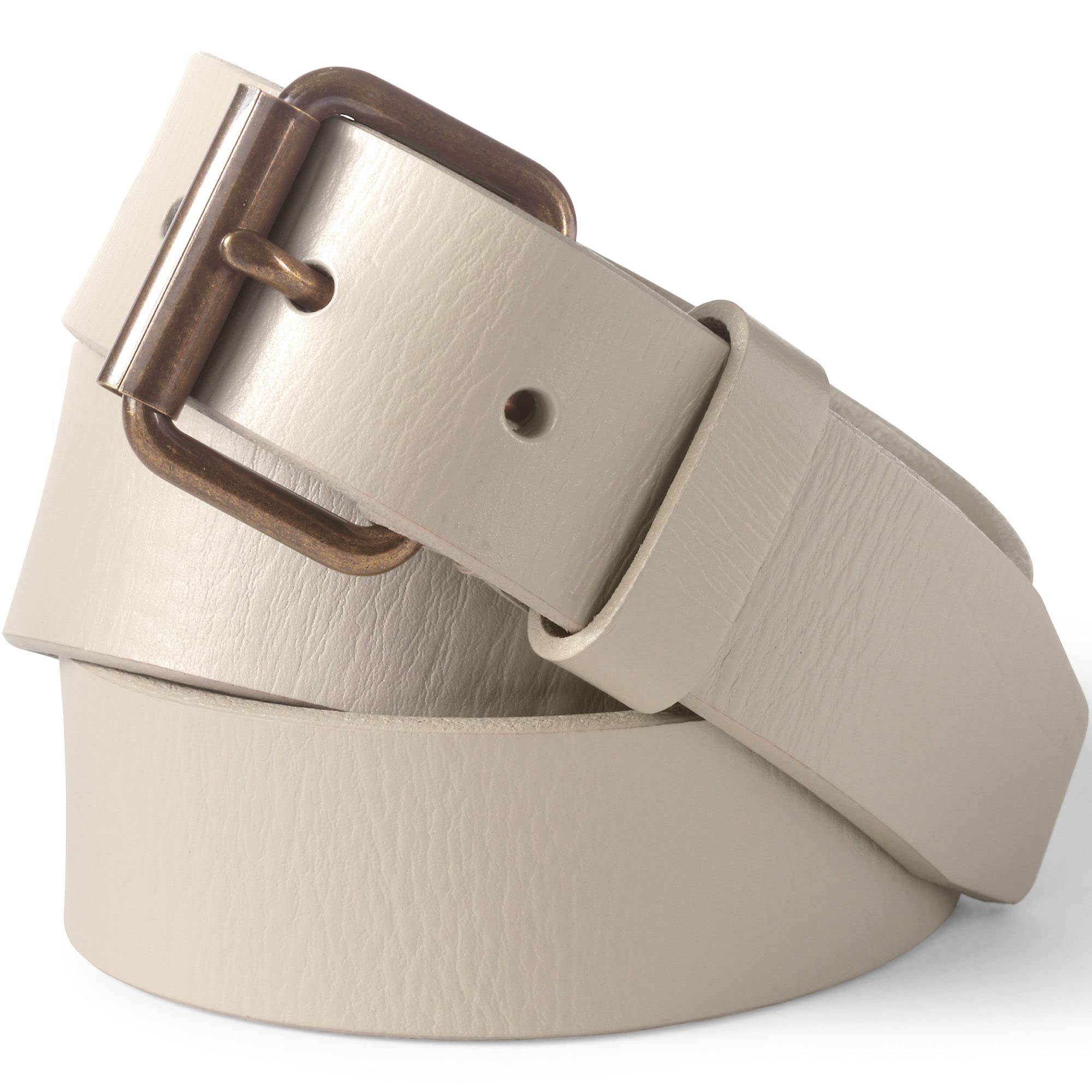 Lands' End Genuine Leather Belt for Men - Classic Jean Belt with Durable Buckle - Perfect for Casual Wear, Jeans, and Everyday Outfits